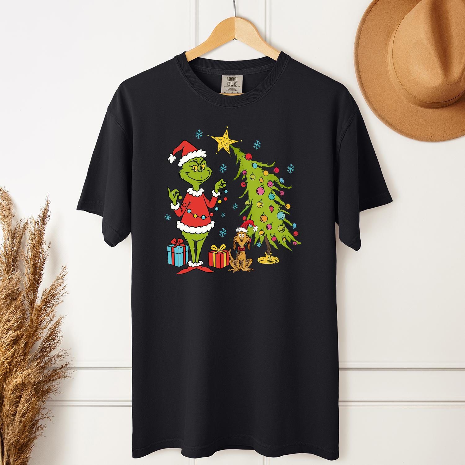Grinch Inspired Christmas Shirt – Whimsical Christmas Tree Holiday Tee