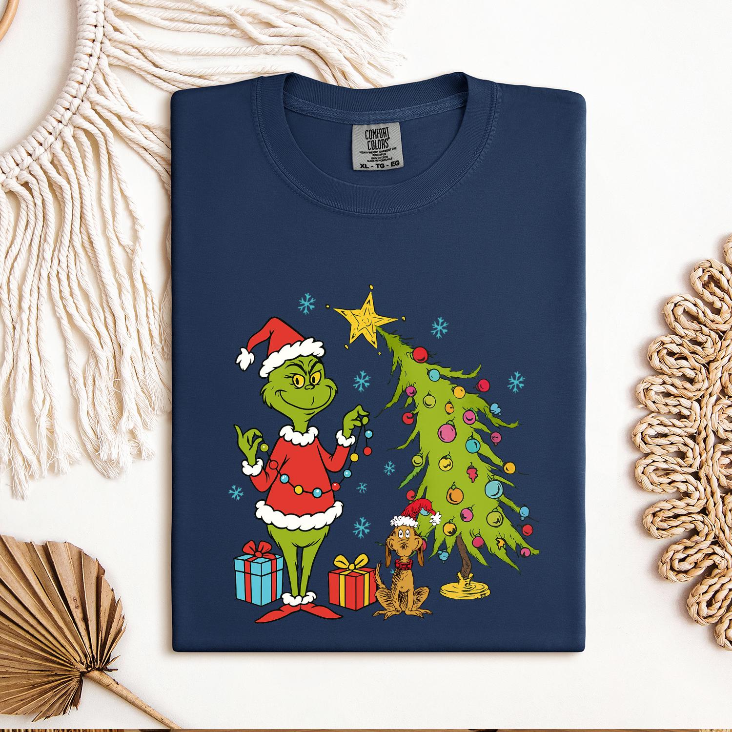 Grinch Inspired Christmas Shirt – Whimsical Christmas Tree Holiday Tee