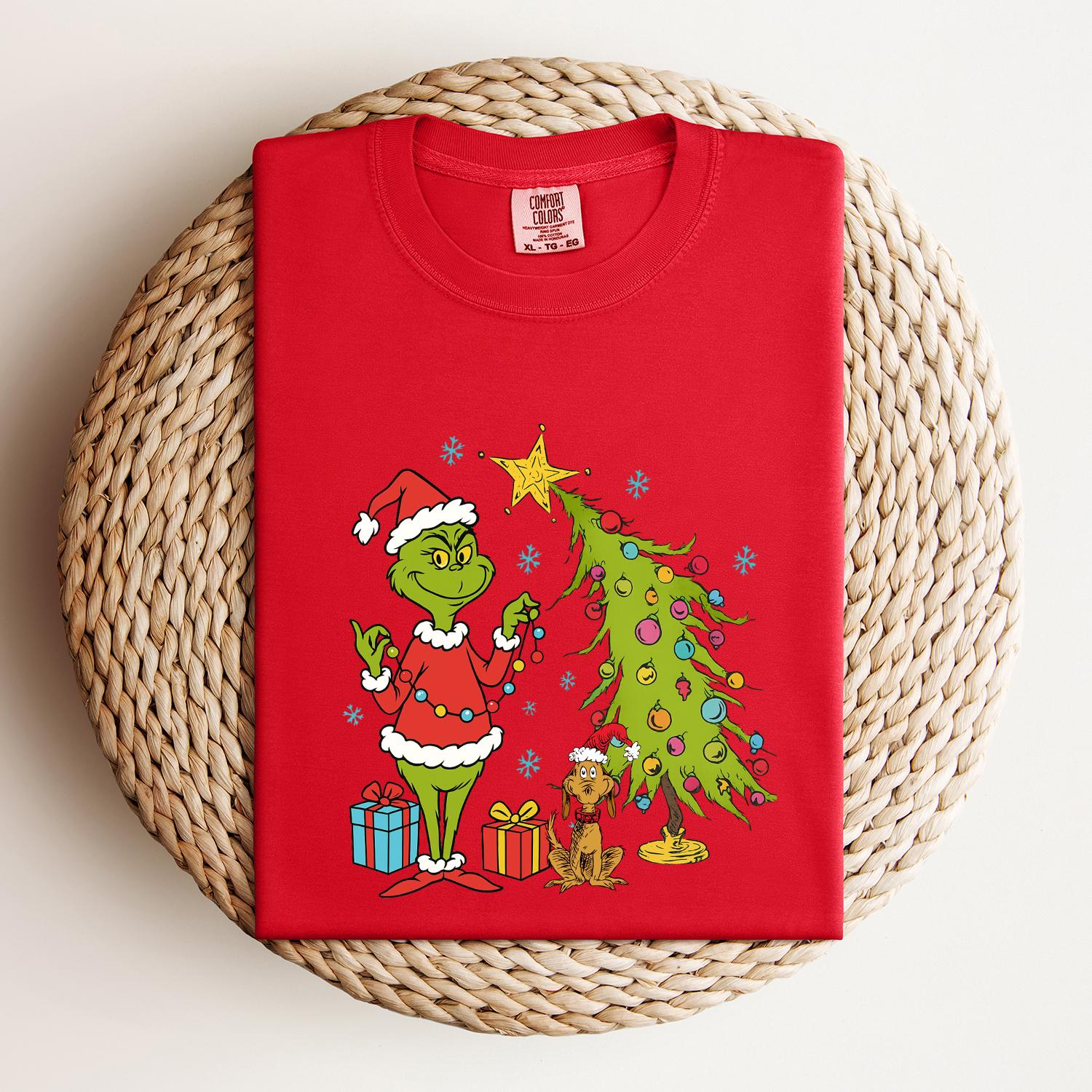 Grinch Inspired Christmas Shirt – Whimsical Christmas Tree Holiday Tee