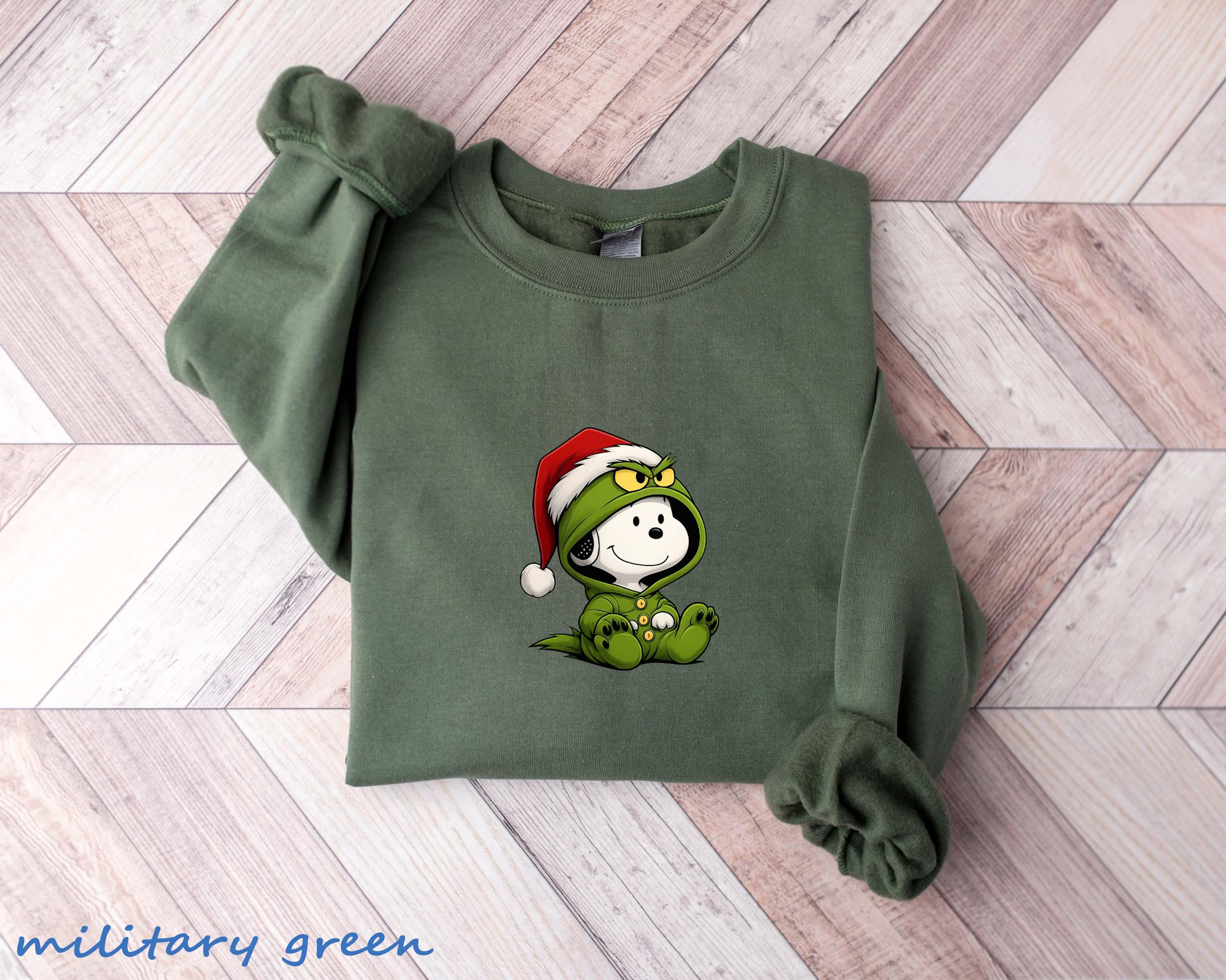 Green Furry Grump & Beagle Christmas Sweatshirt – Cute Holiday Gift