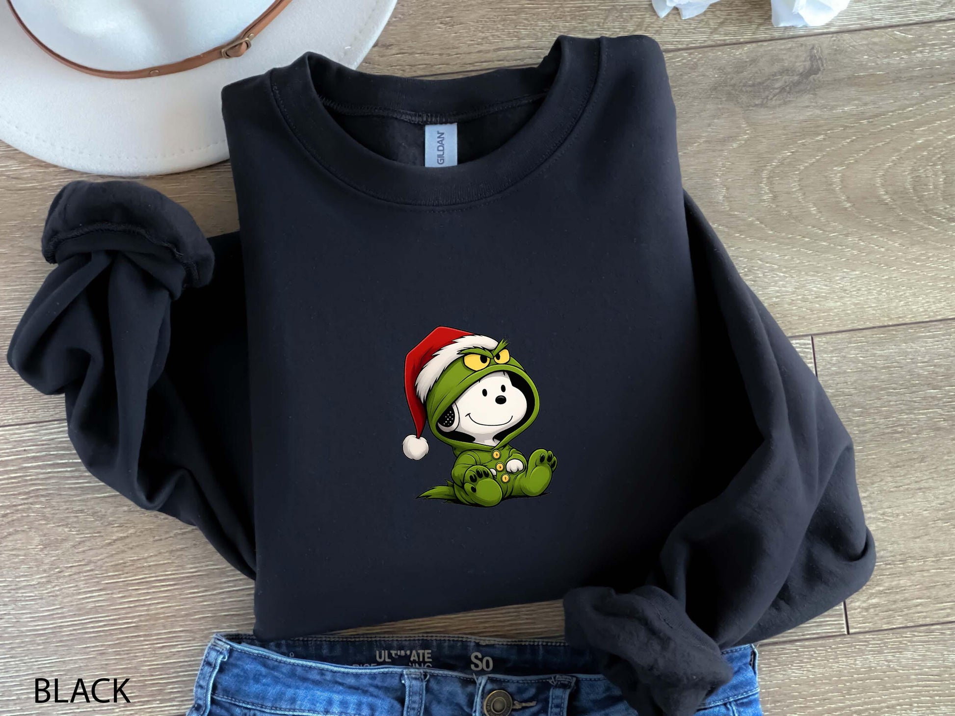Green Furry Grump & Beagle Christmas Sweatshirt – Cute Holiday Gift
