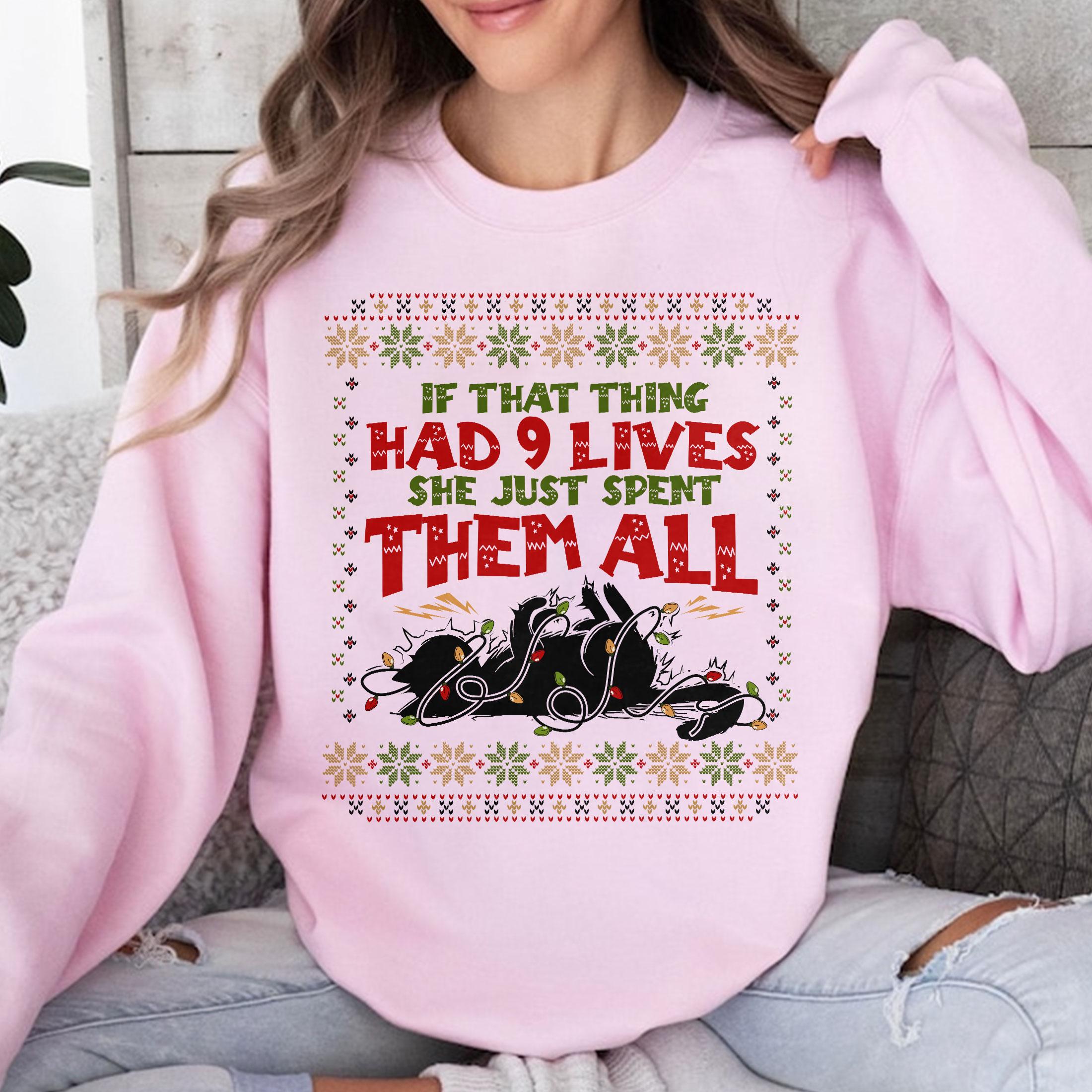 Griswold Cat Christmas Lights Sweatshirt – Funny Christmas Vacation Ugly Sweater