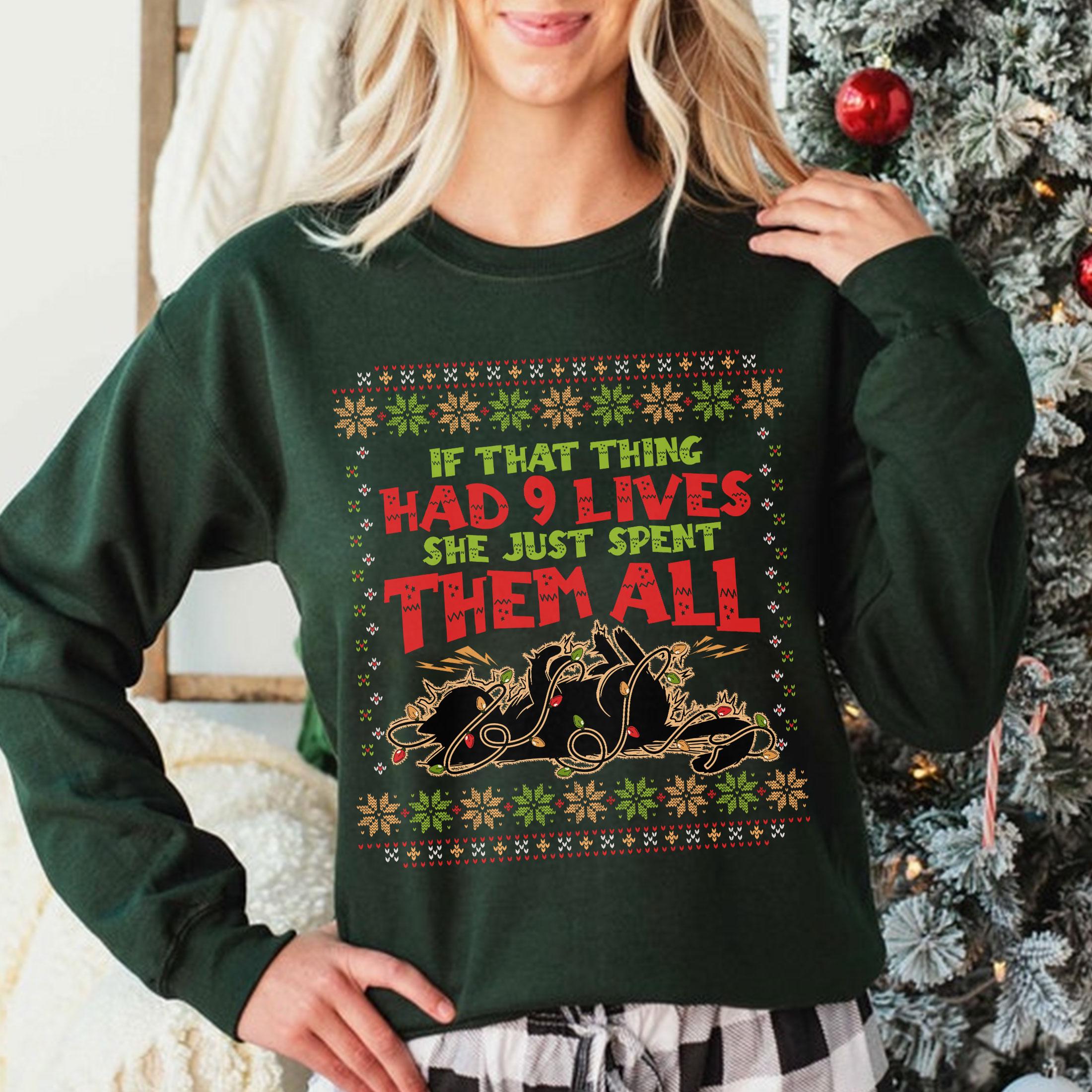 Griswold Cat Christmas Lights Sweatshirt – Funny Christmas Vacation Ugly Sweater