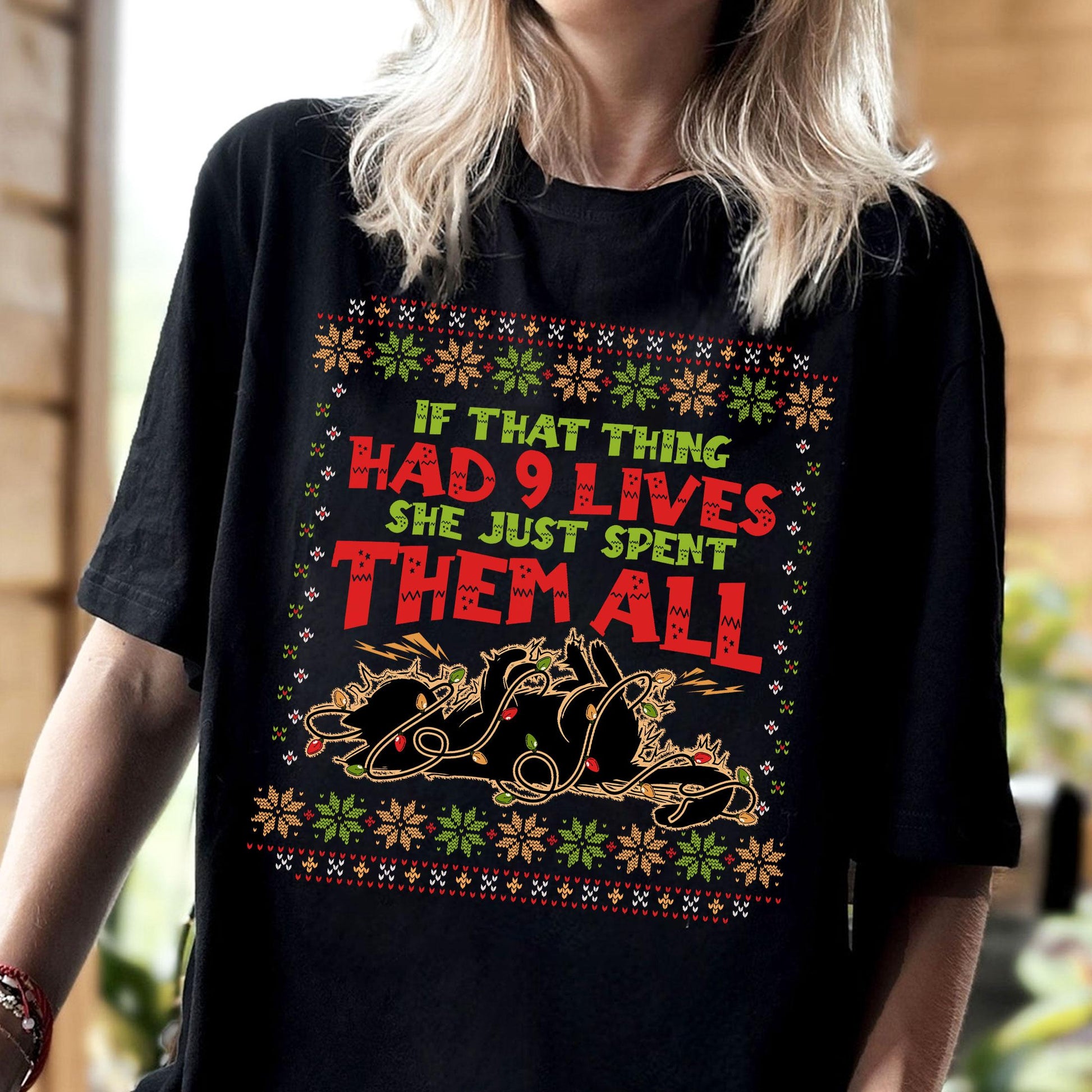 Griswold Cat Christmas Lights Sweatshirt – Funny Christmas Vacation Ugly Sweater