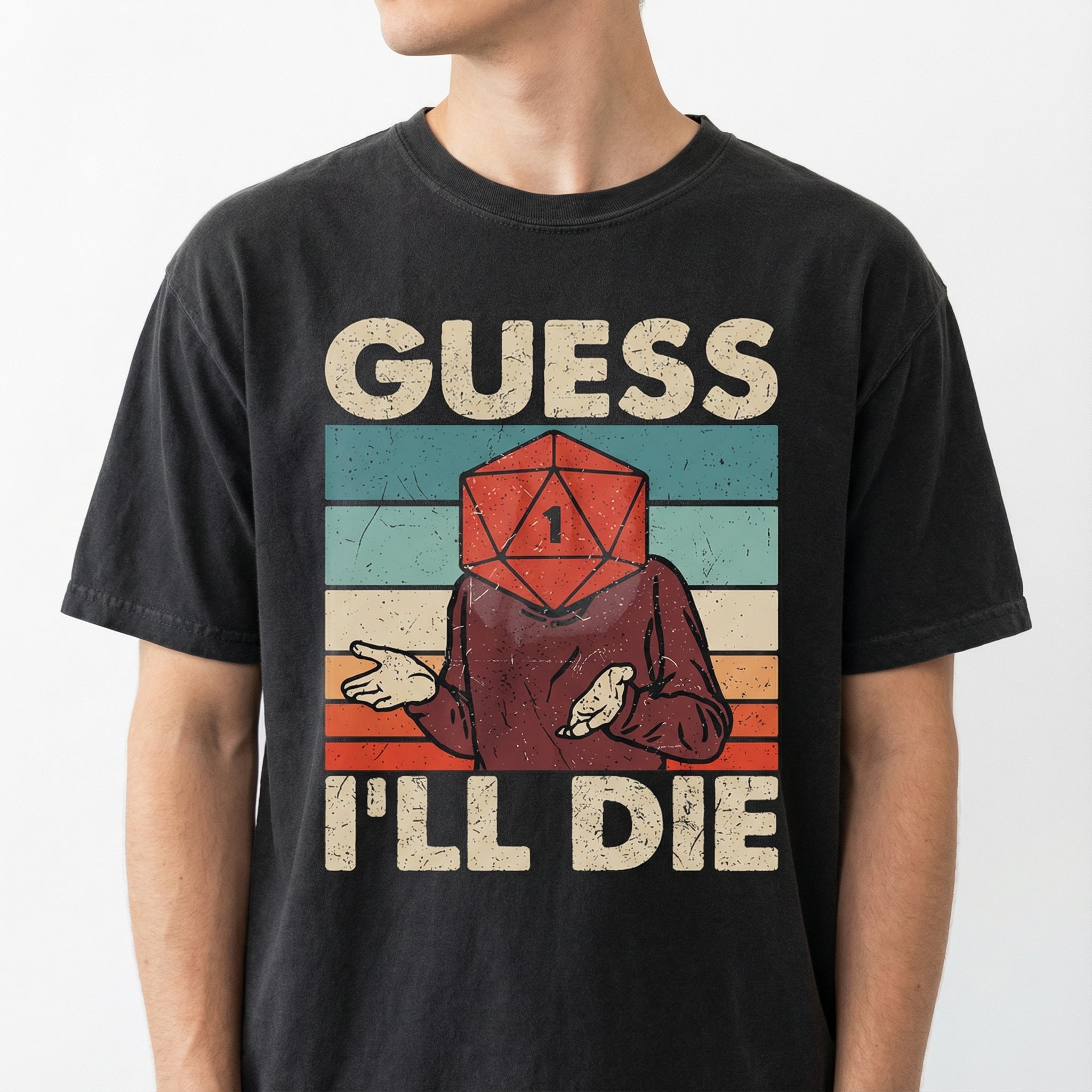 Guess I’ll Die Vintage Gaming T-Shirt - D20 Dice Tabletop RPG Tee