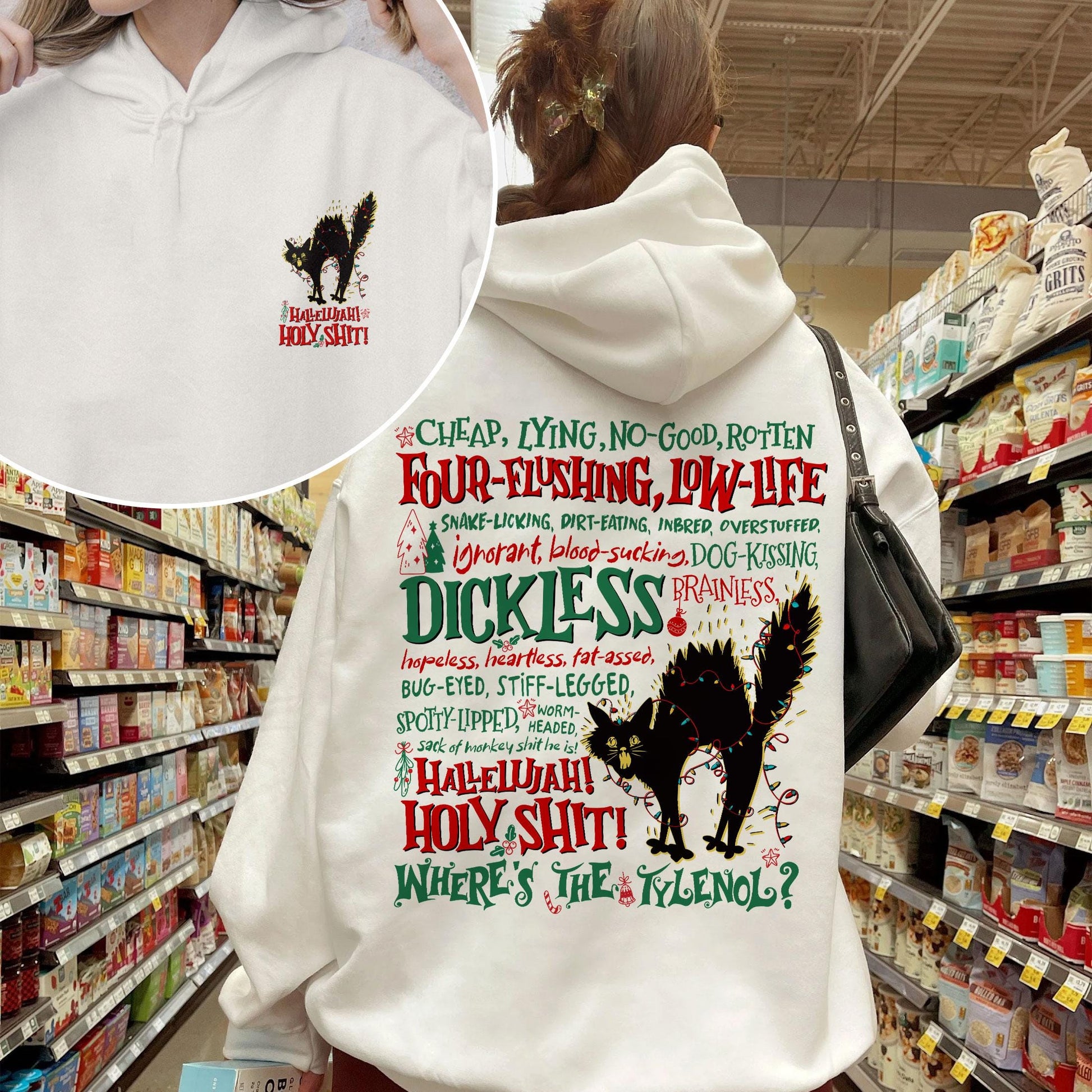 Hallelujah Holy Shit Where’s the Tylenol Sweatshirt – Funny Christmas Vacation Rant Shirt, Griswold Family Holiday Crewneck