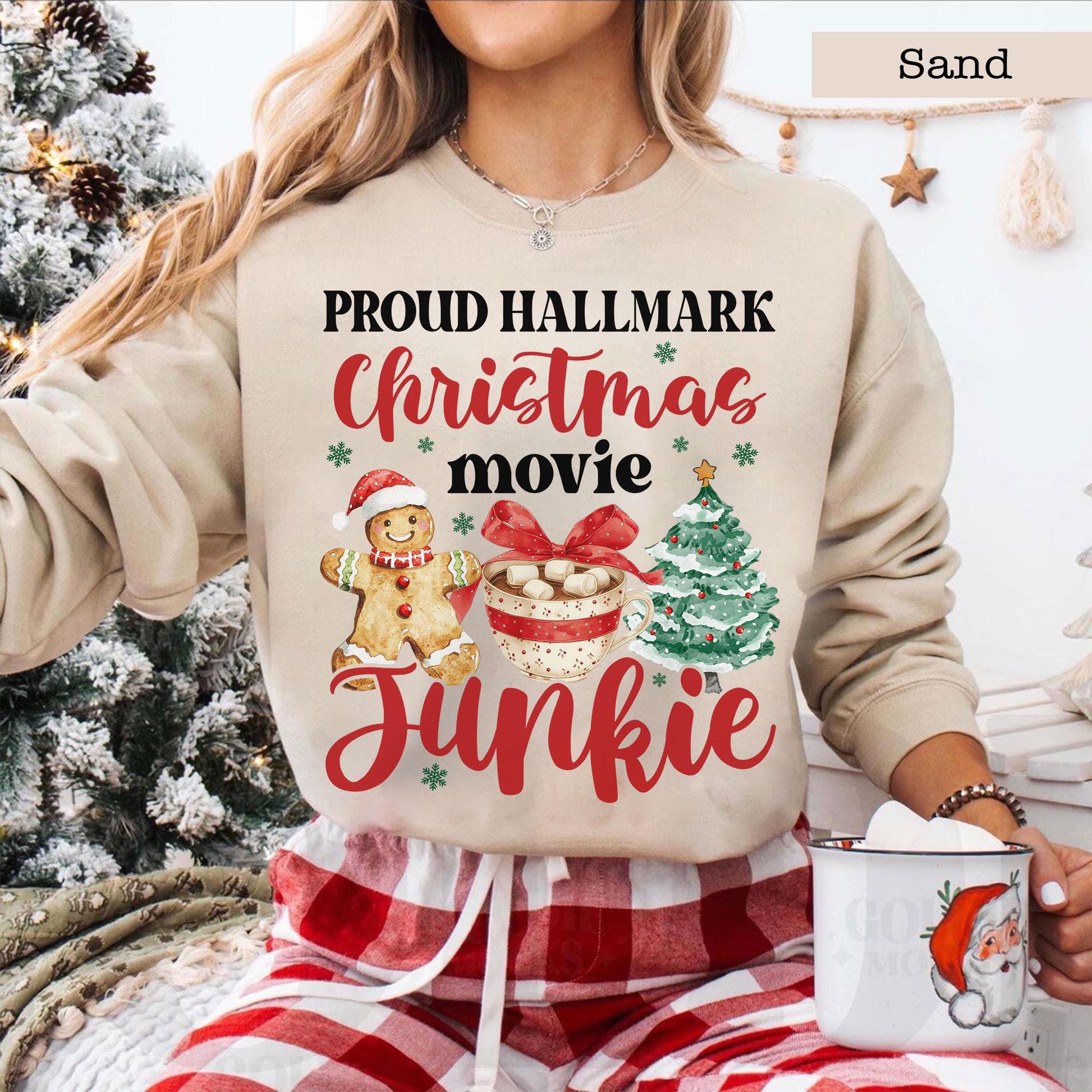 Hallmark Christmas Movie Junkie Sweatshirt – Funny Holiday Winter Movie Sweater