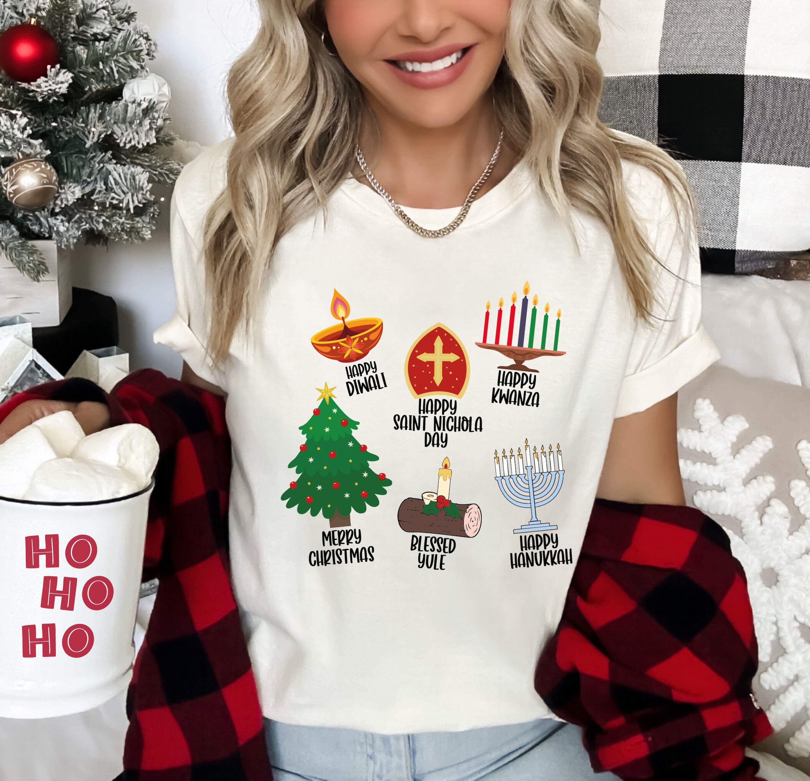 Happy Holidays Around the World T-Shirt – Multicultural Inclusion & Diversity Holiday Tee