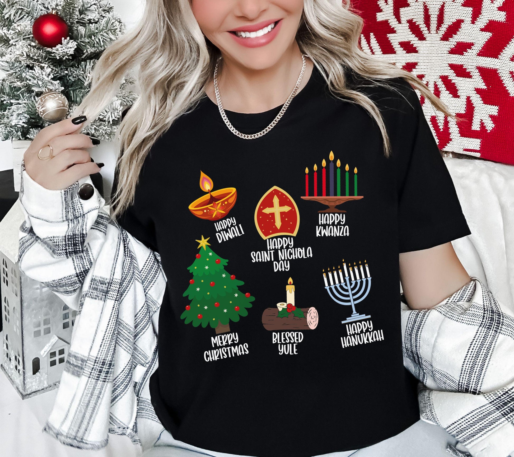 Happy Holidays Around the World T-Shirt – Multicultural Inclusion & Diversity Holiday Tee