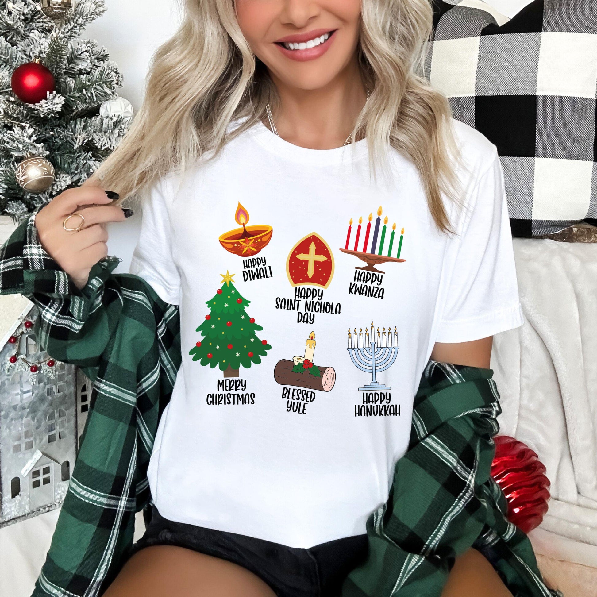 Happy Holidays Around the World T-Shirt – Multicultural Inclusion & Diversity Holiday Tee