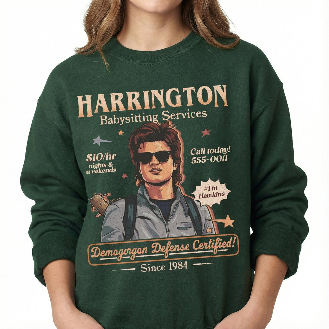 Harrington Babysitting Services Graphic T-Shirt – Funny Retro Babysitter Humor Tee