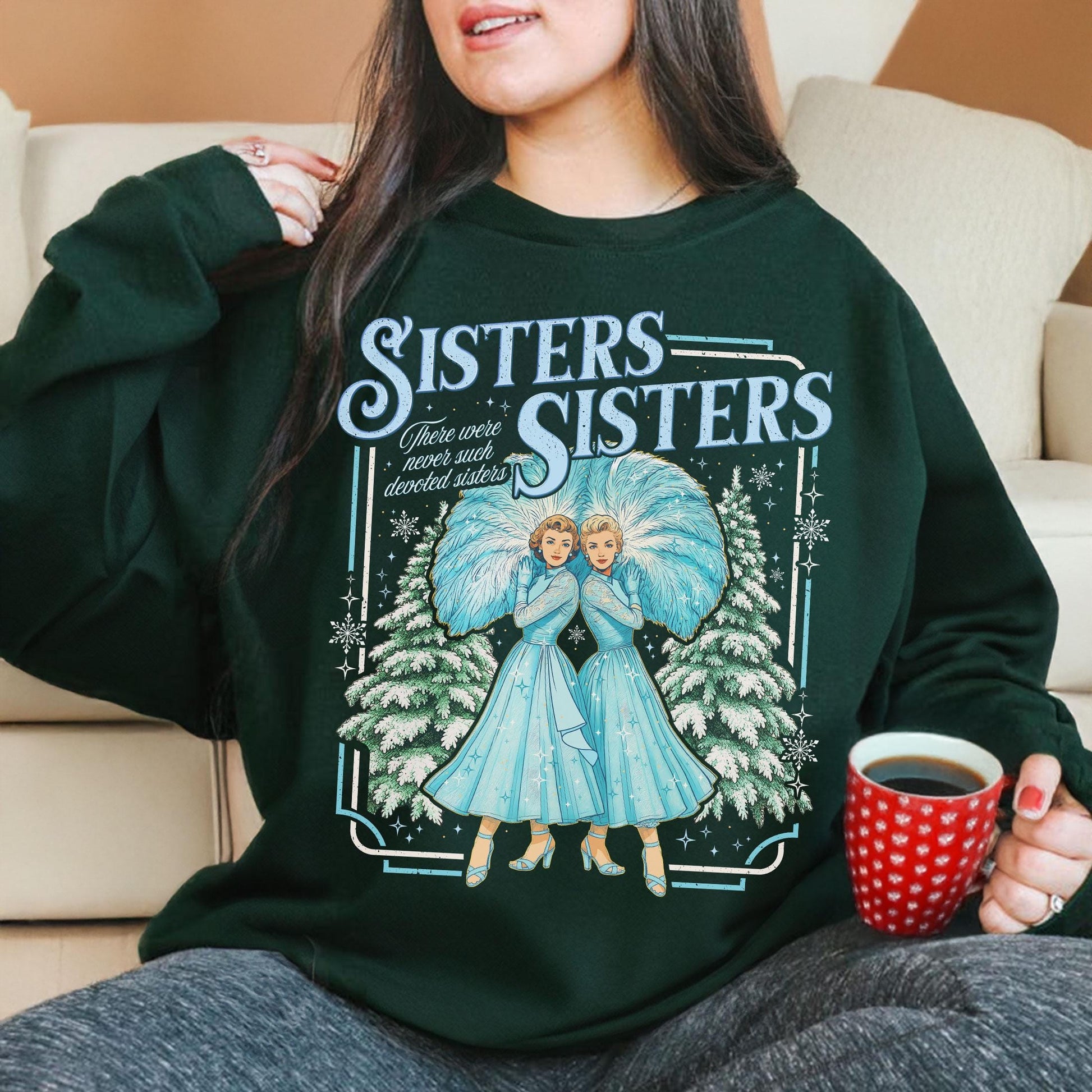 Haynes Sisters White Christmas Sweatshirt – Sisters Song Holiday Shirt, Christmas Movie Inspired Tee, Devoted Sisters Xmas Gift