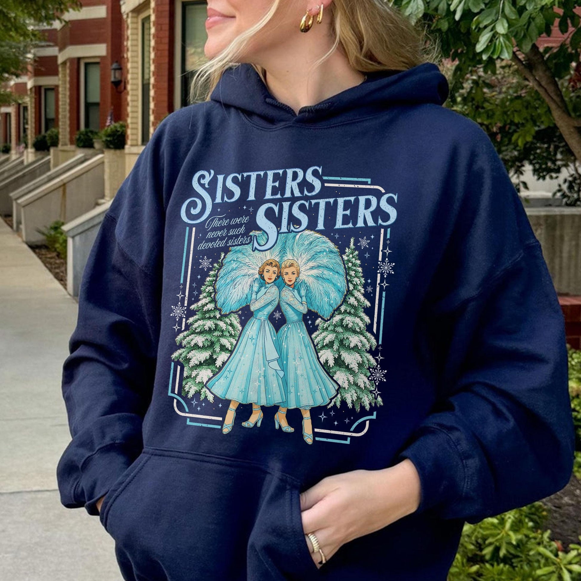 Haynes Sisters White Christmas Sweatshirt – Sisters Song Holiday Shirt, Christmas Movie Inspired Tee, Devoted Sisters Xmas Gift