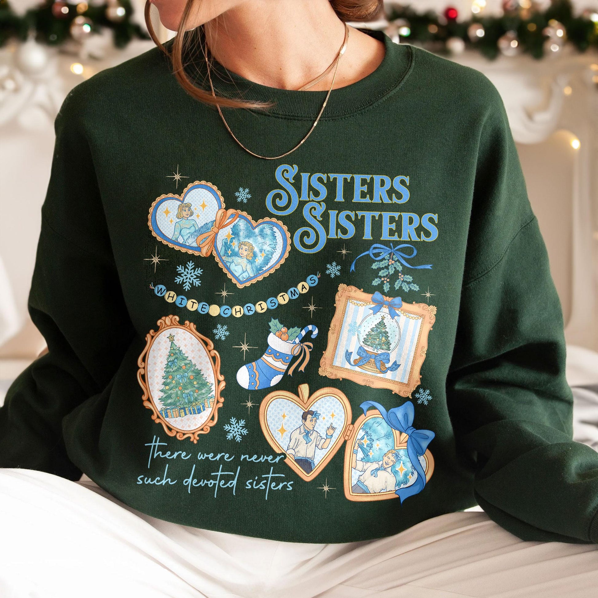 Haynes Sisters White Christmas Sweatshirt – Vintage Sisters Sisters Holiday Movie Crewneck