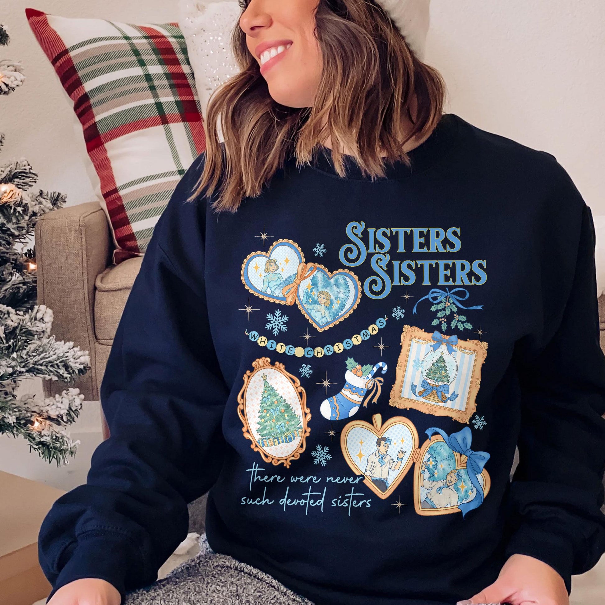 Haynes Sisters White Christmas Sweatshirt – Vintage Sisters Sisters Holiday Movie Crewneck