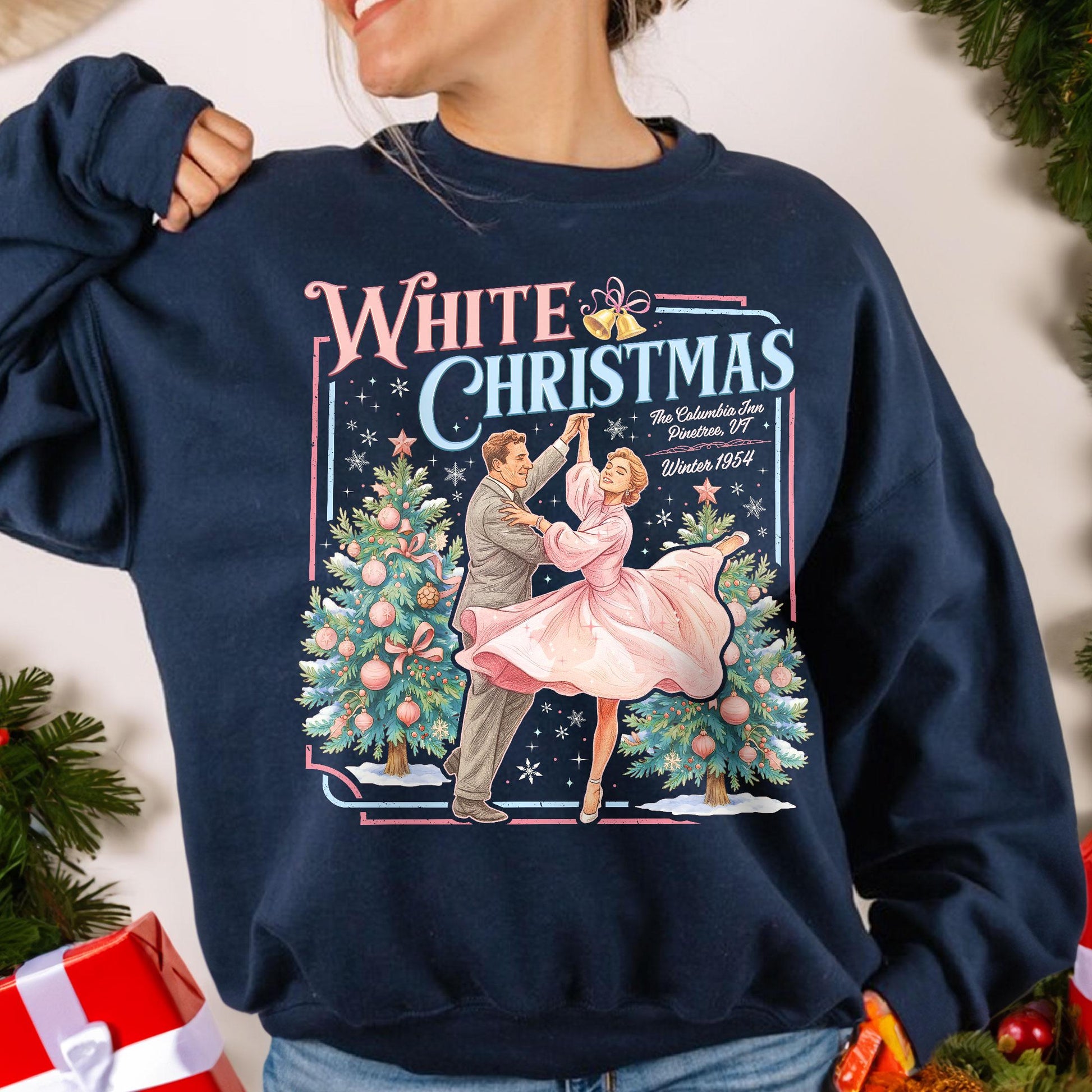 Haynes Sisters White Christmas Sweatshirt – Vintage Holiday Movie Crewneck, Sisters Gift