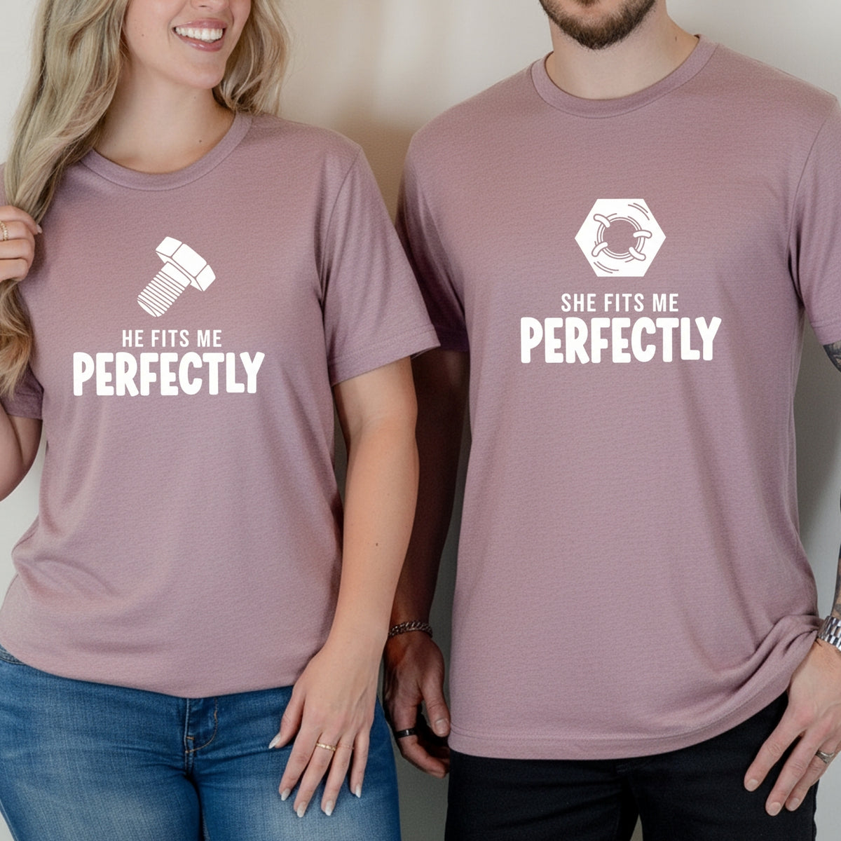 Perfectly Matching He She Fits Me Perfectly Matching T-Shirts For Couples – Gearcouple