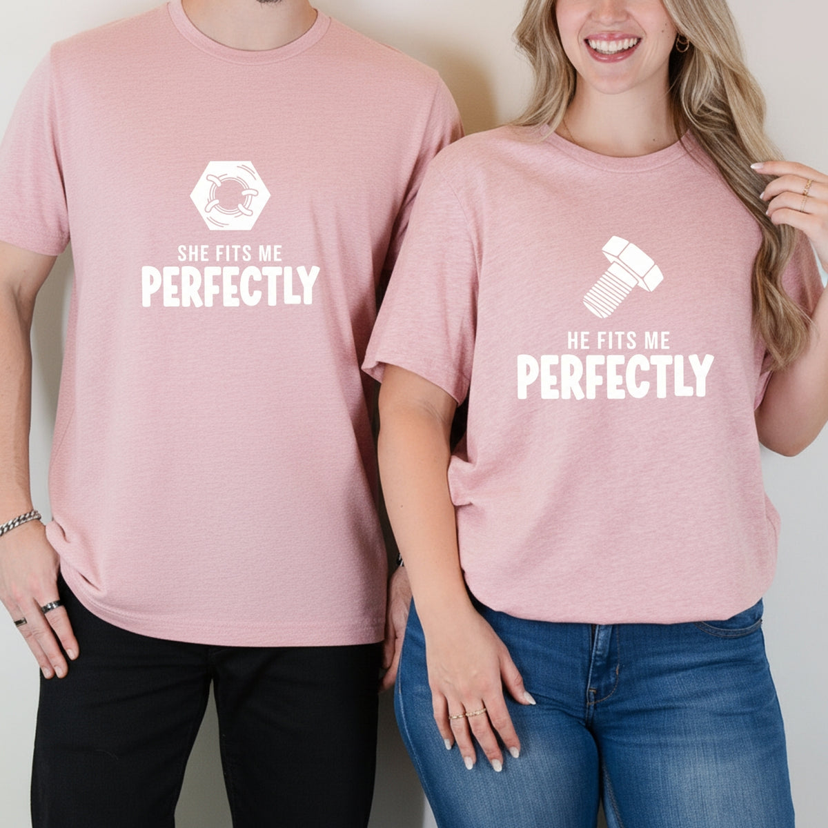 Perfectly Matching He She Fits Me Perfectly Matching T-Shirts For Couples – Gearcouple