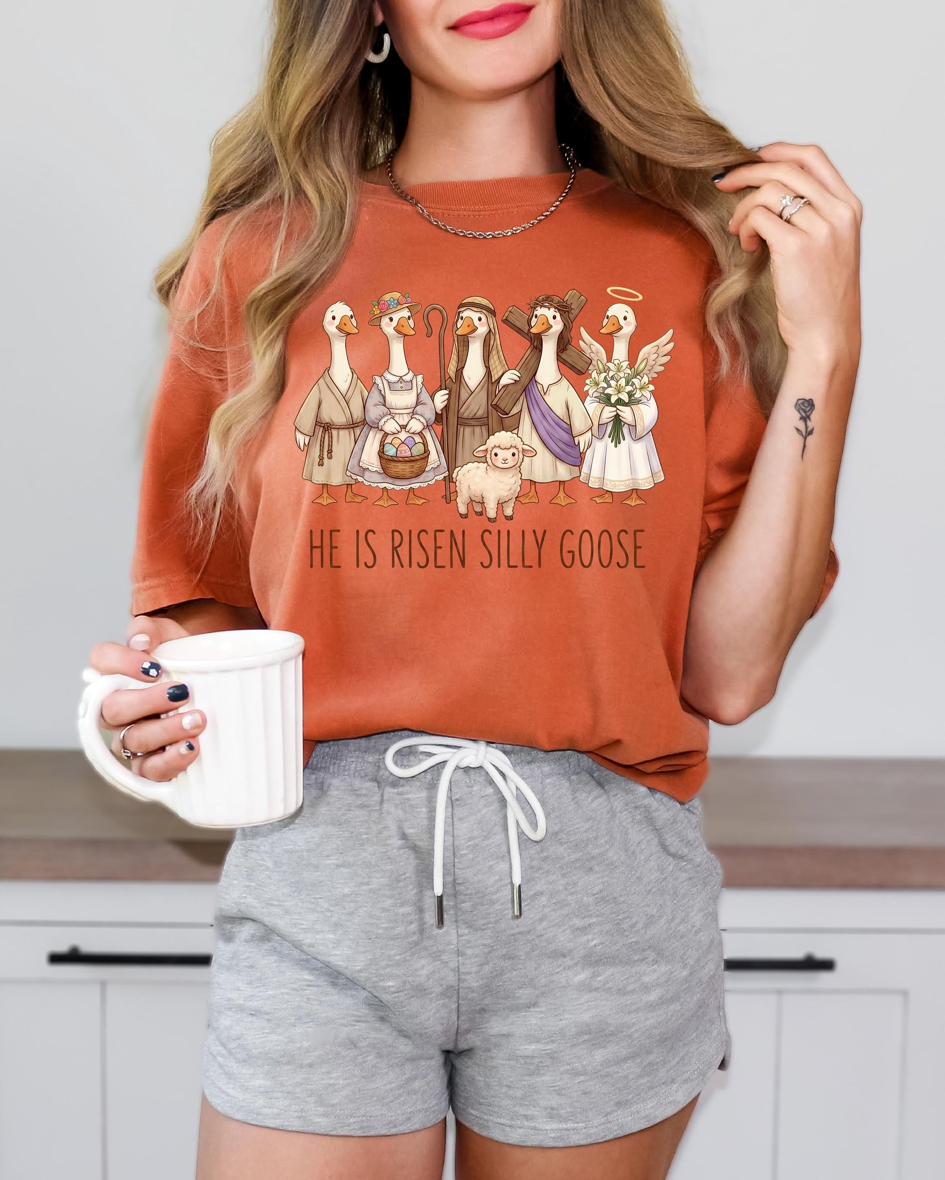 He Is Risen Silly Goose Shirt – Funny Christian Easter Graphic Tee – Faith Religious T-Shirt