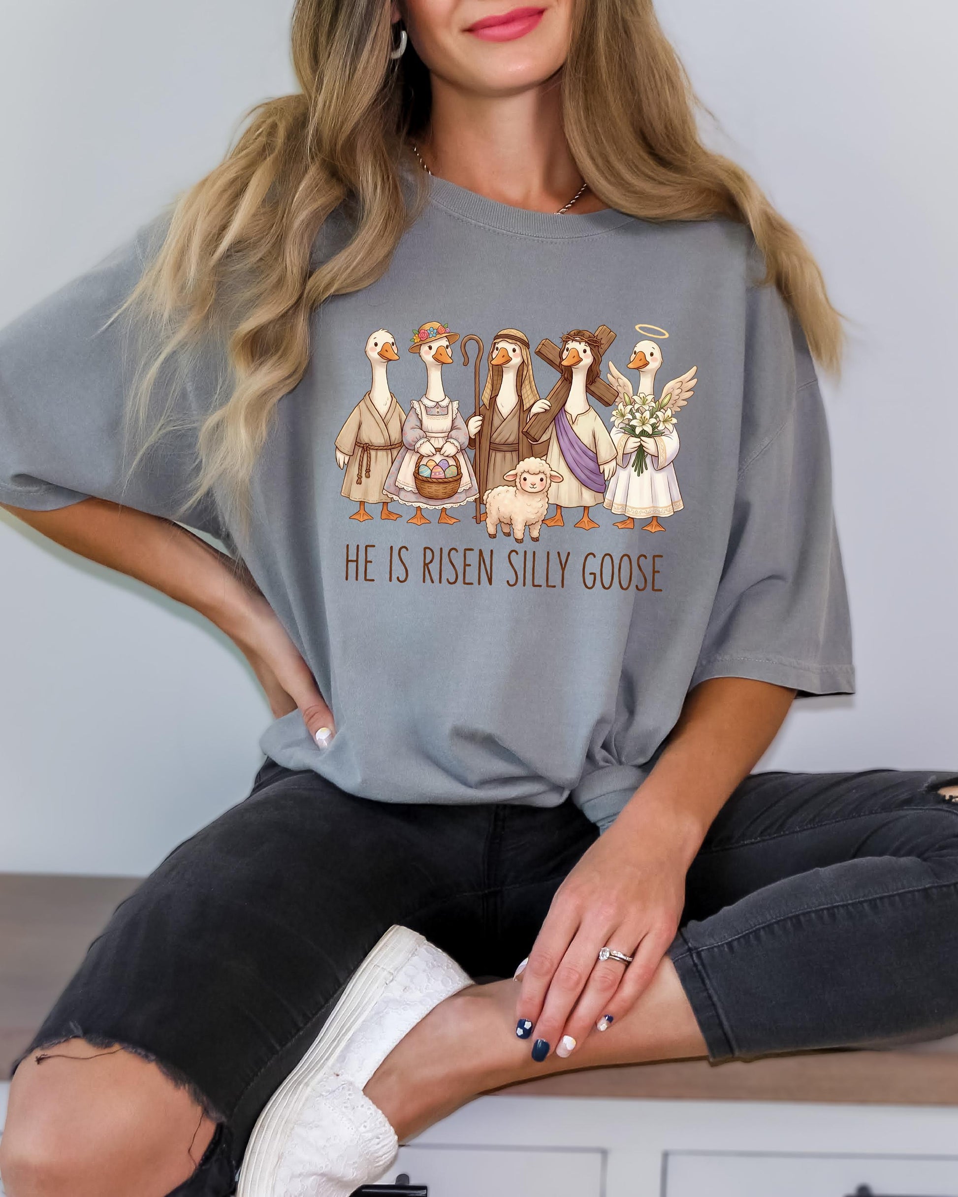 He Is Risen Silly Goose Shirt – Funny Christian Easter Graphic Tee – Faith Religious T-Shirt