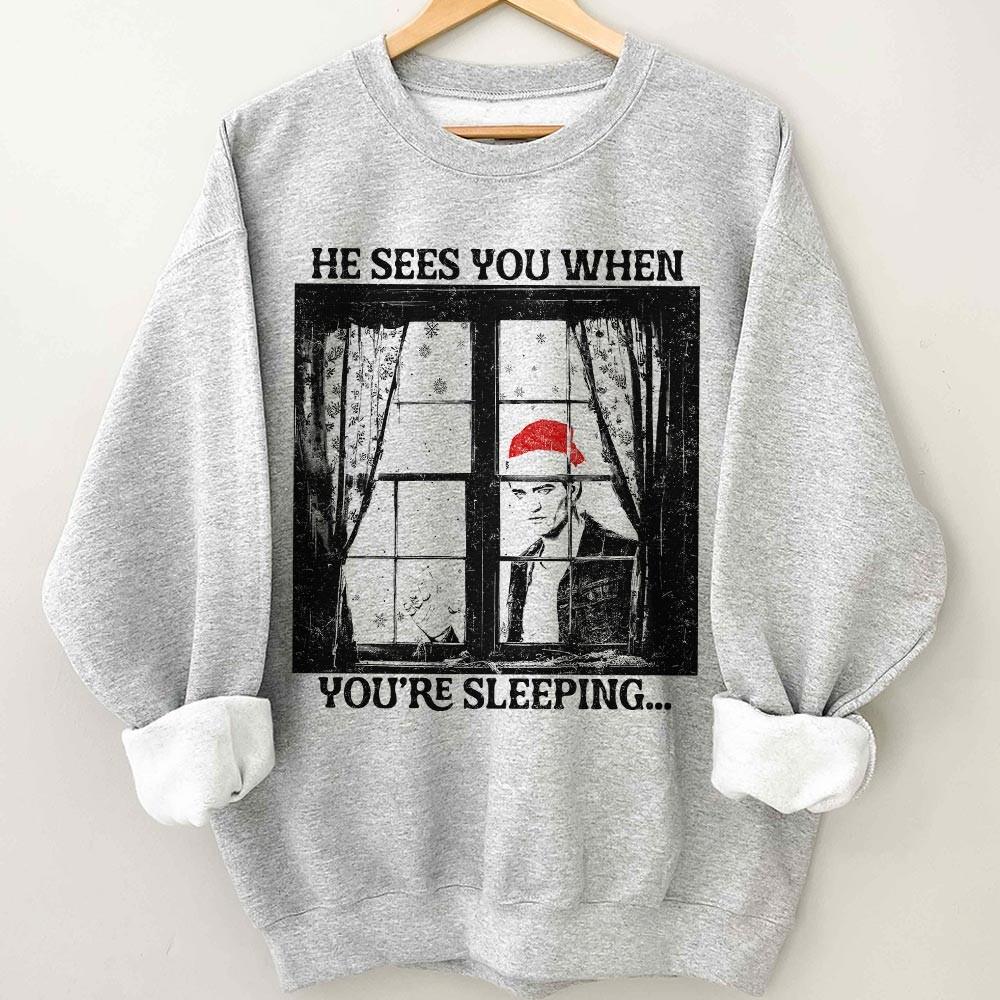 He Sees You Robert Pattinson Christmas T-Shirt – Vintage Holiday Graphic Tee