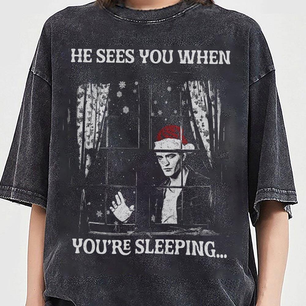 He Sees You Robert Pattinson Christmas T-Shirt – Vintage Holiday Graphic Tee