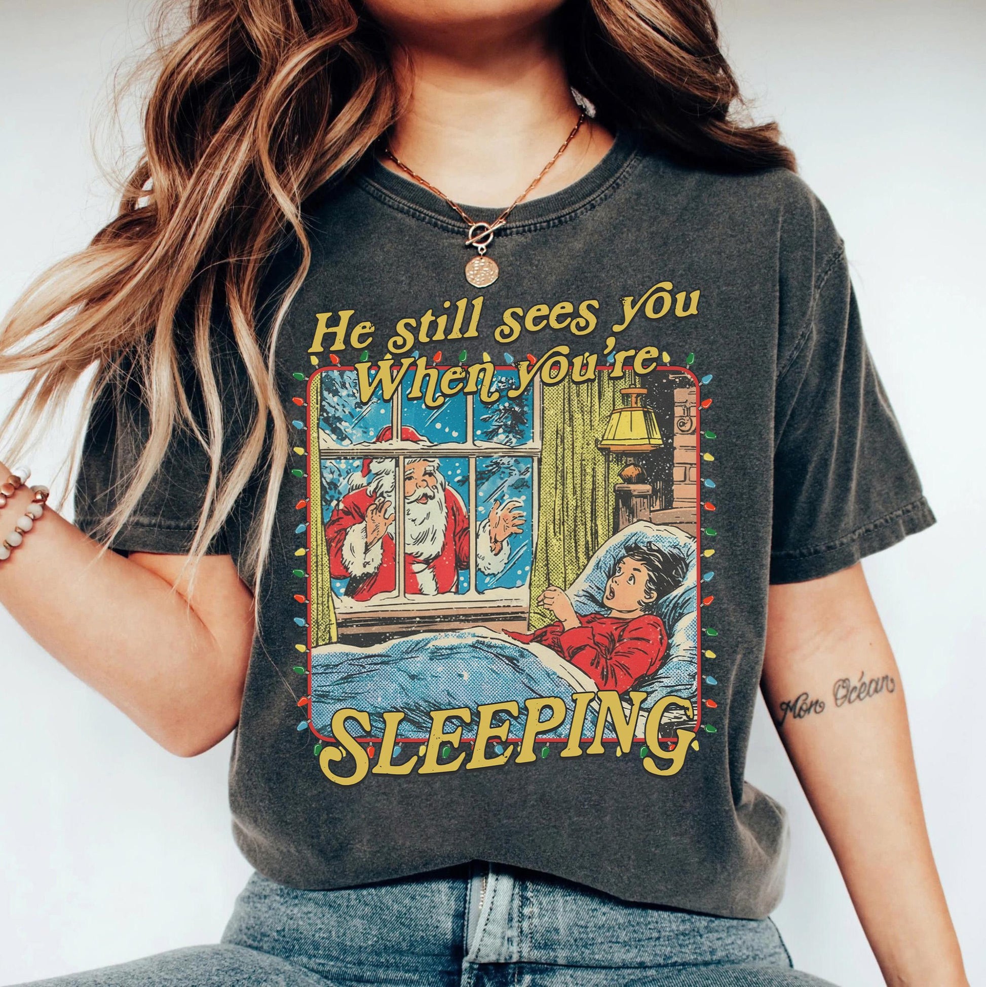 He Still Sees You When You’re Sleeping Shirt – Funny Horror Christmas Tee