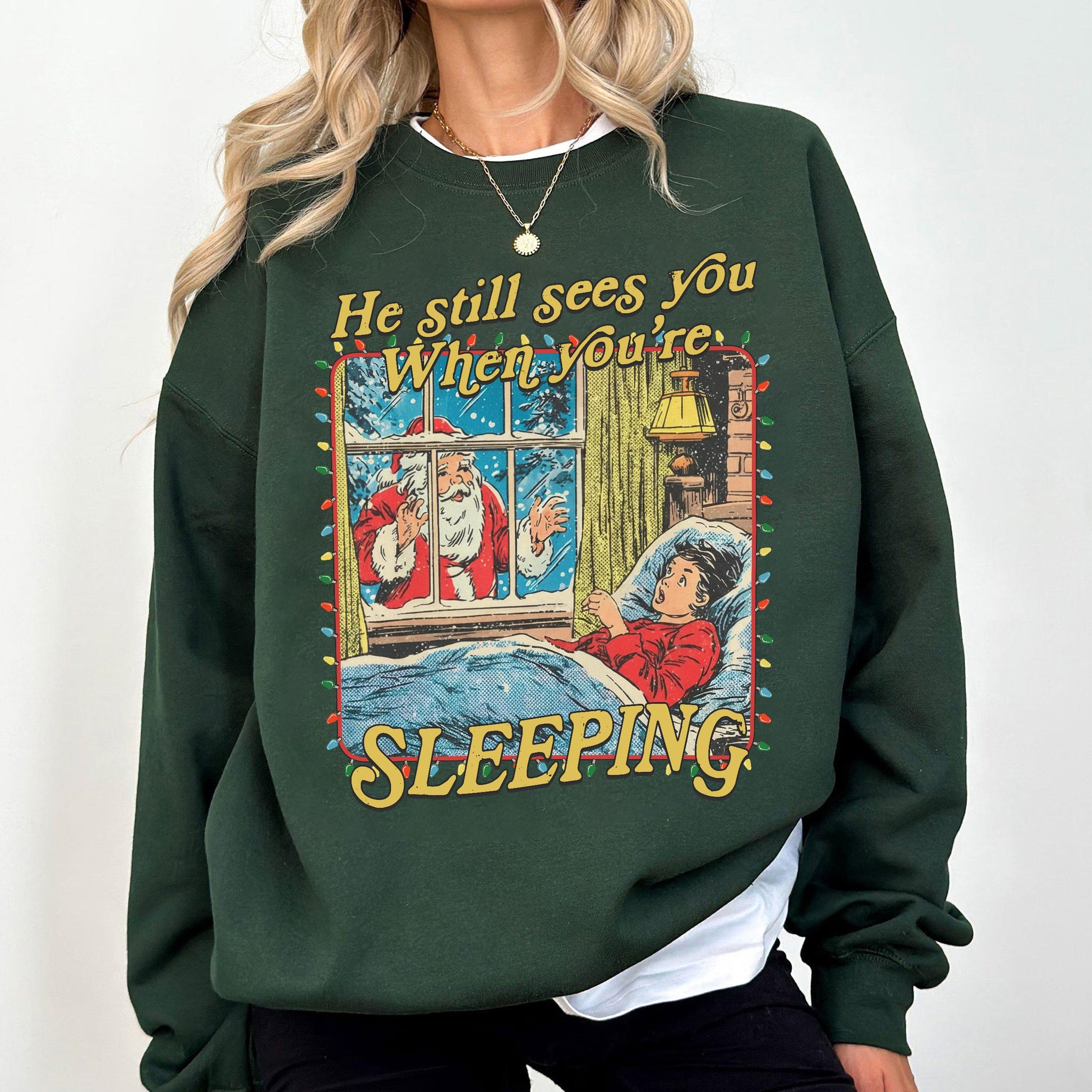 He Still Sees You When You’re Sleeping Shirt – Funny Horror Christmas Tee