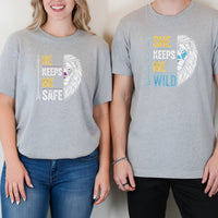 He Keeps Me Safe She Keeps Me Wild Lion Matching T-Shirts For Couples