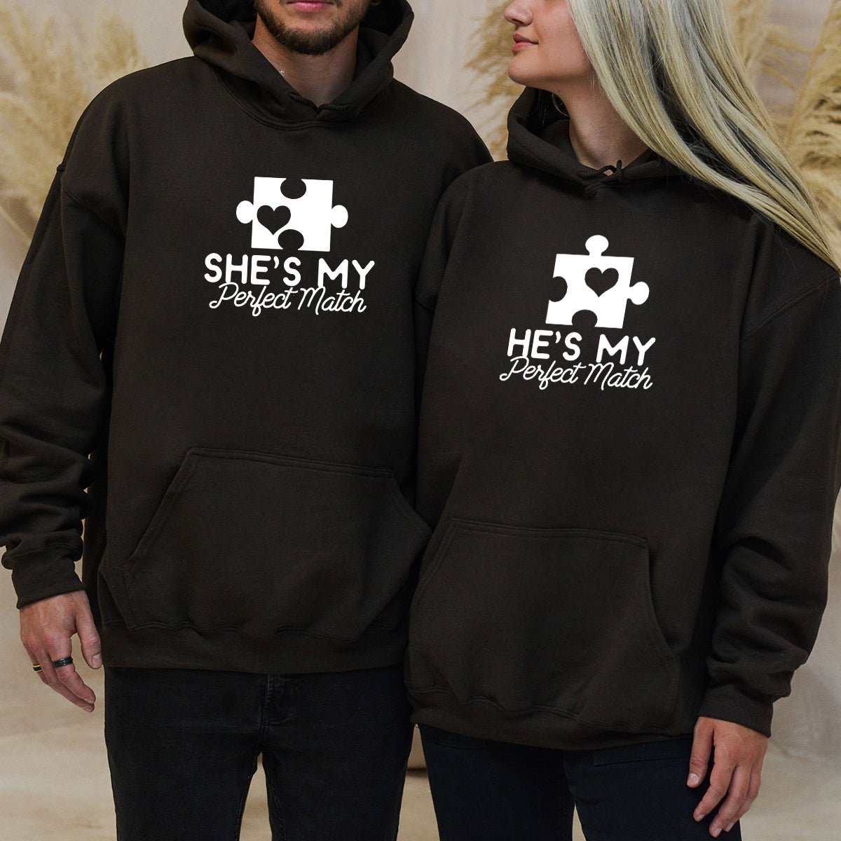 He She My Perfect Match Matching Hoodies For Couples