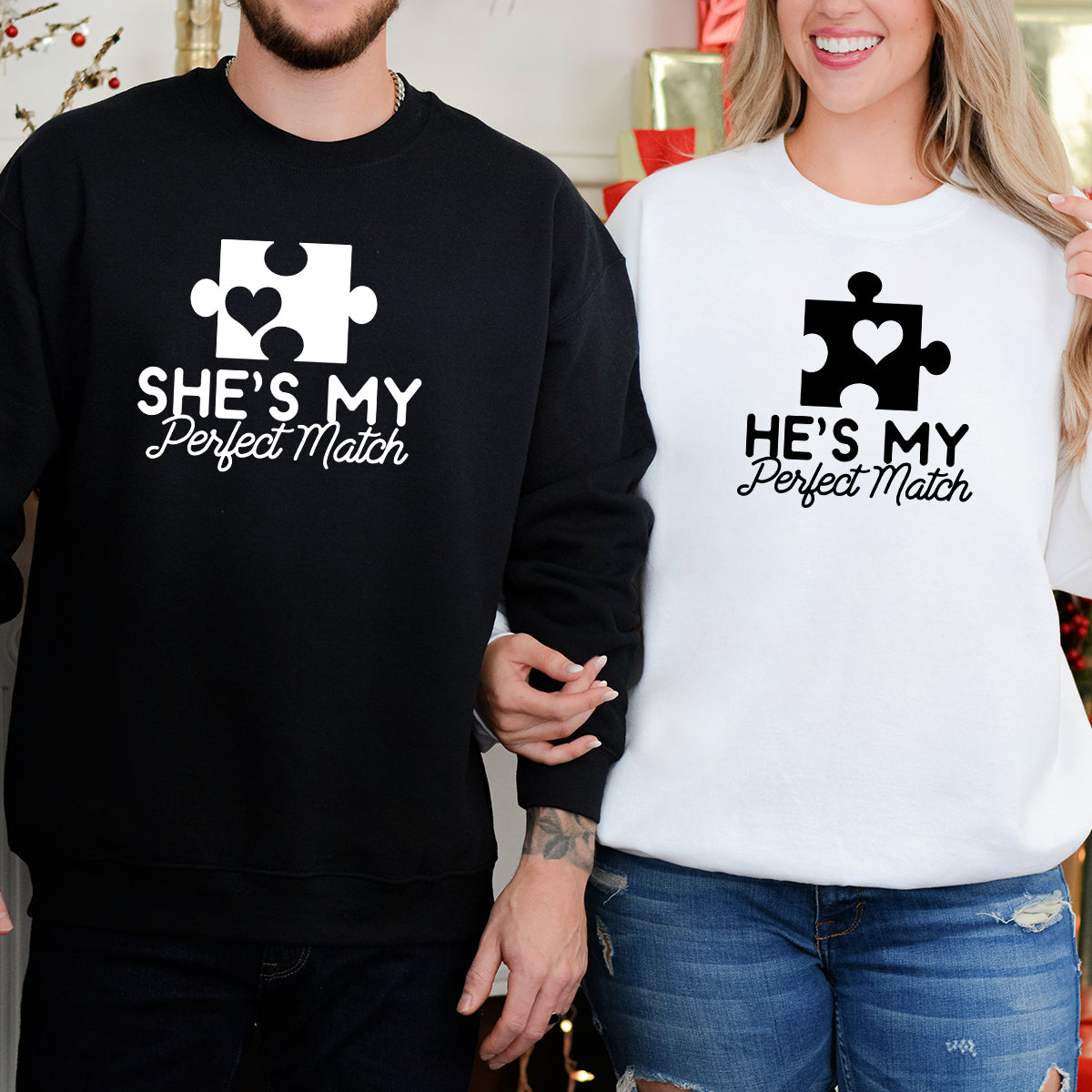 He She My Perfect Match Matching Hoodies For Couples