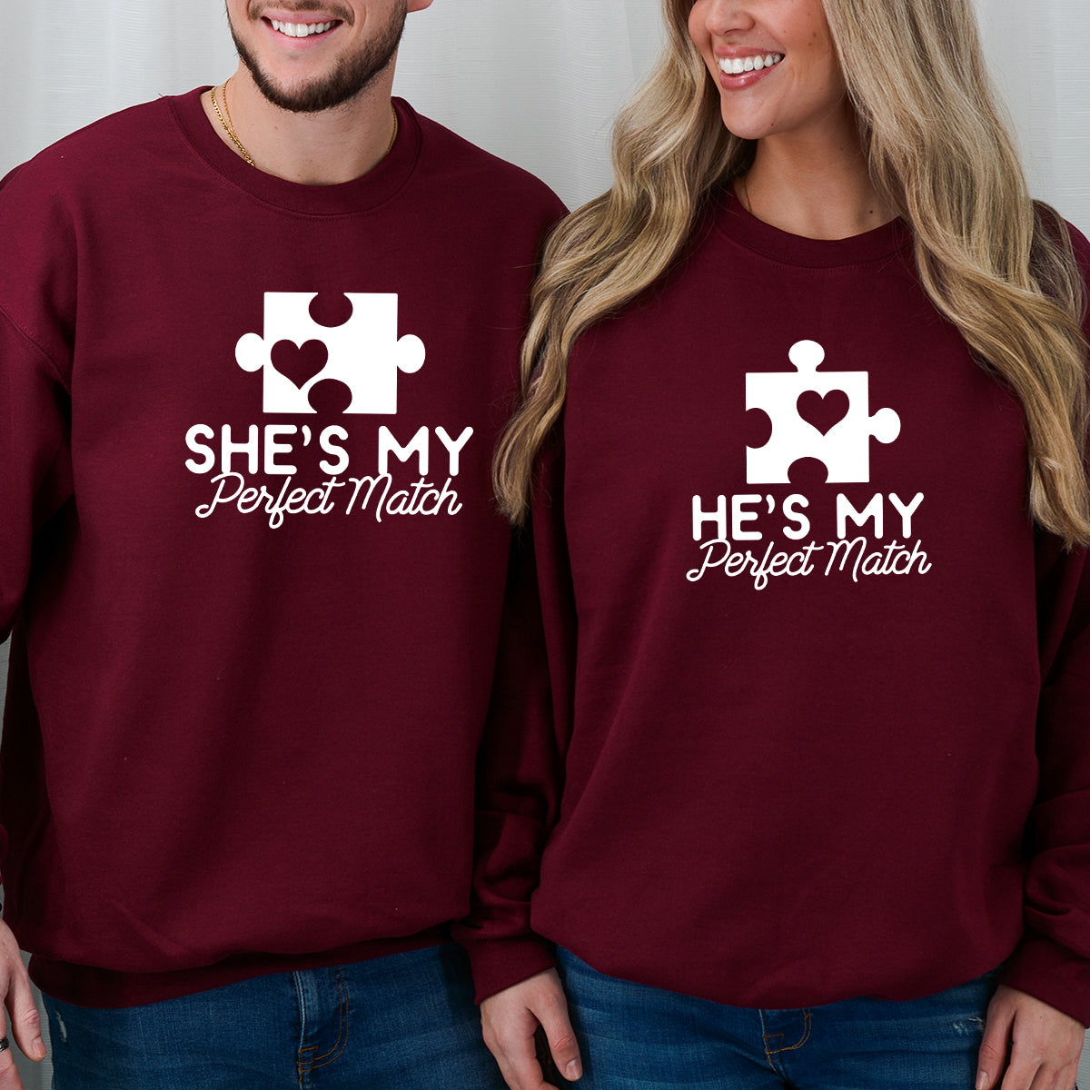 He She My Perfect Match Matching Hoodies For Couples