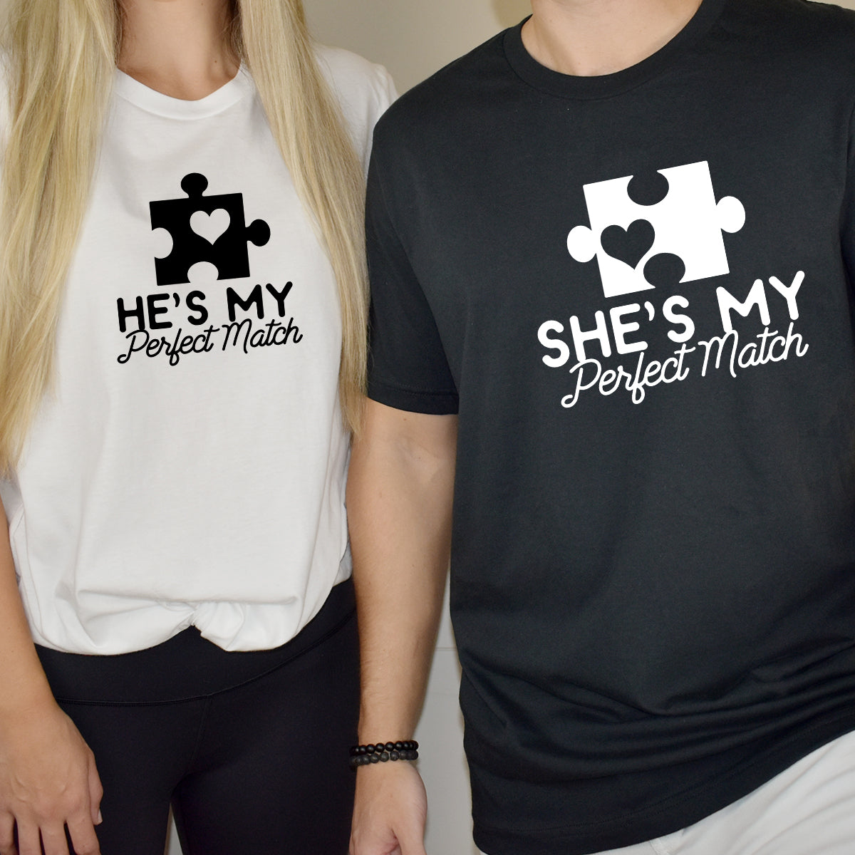He She My Perfect Match Matching T-Shirts For Couples