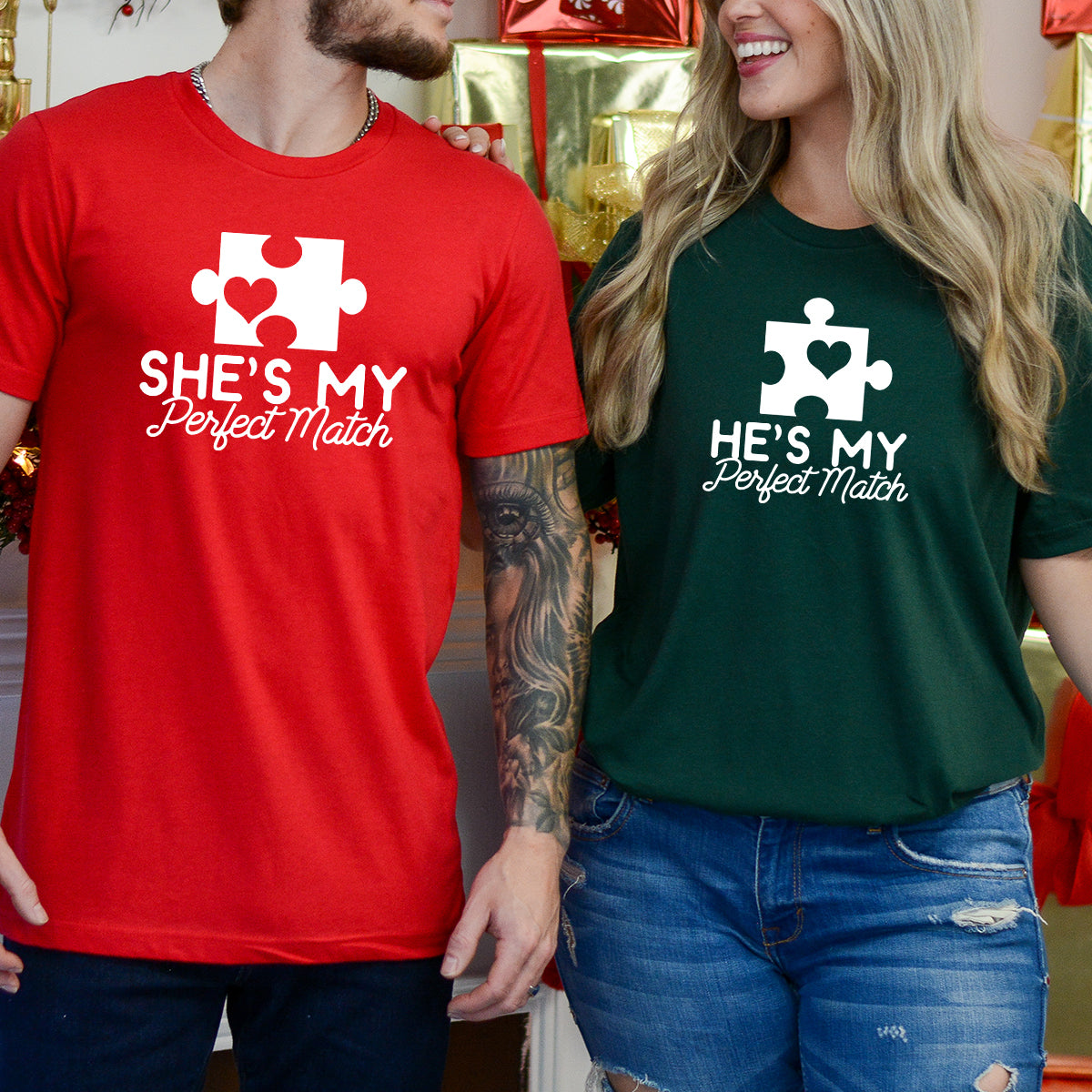 He She My Perfect Match Matching T-Shirts For Couples