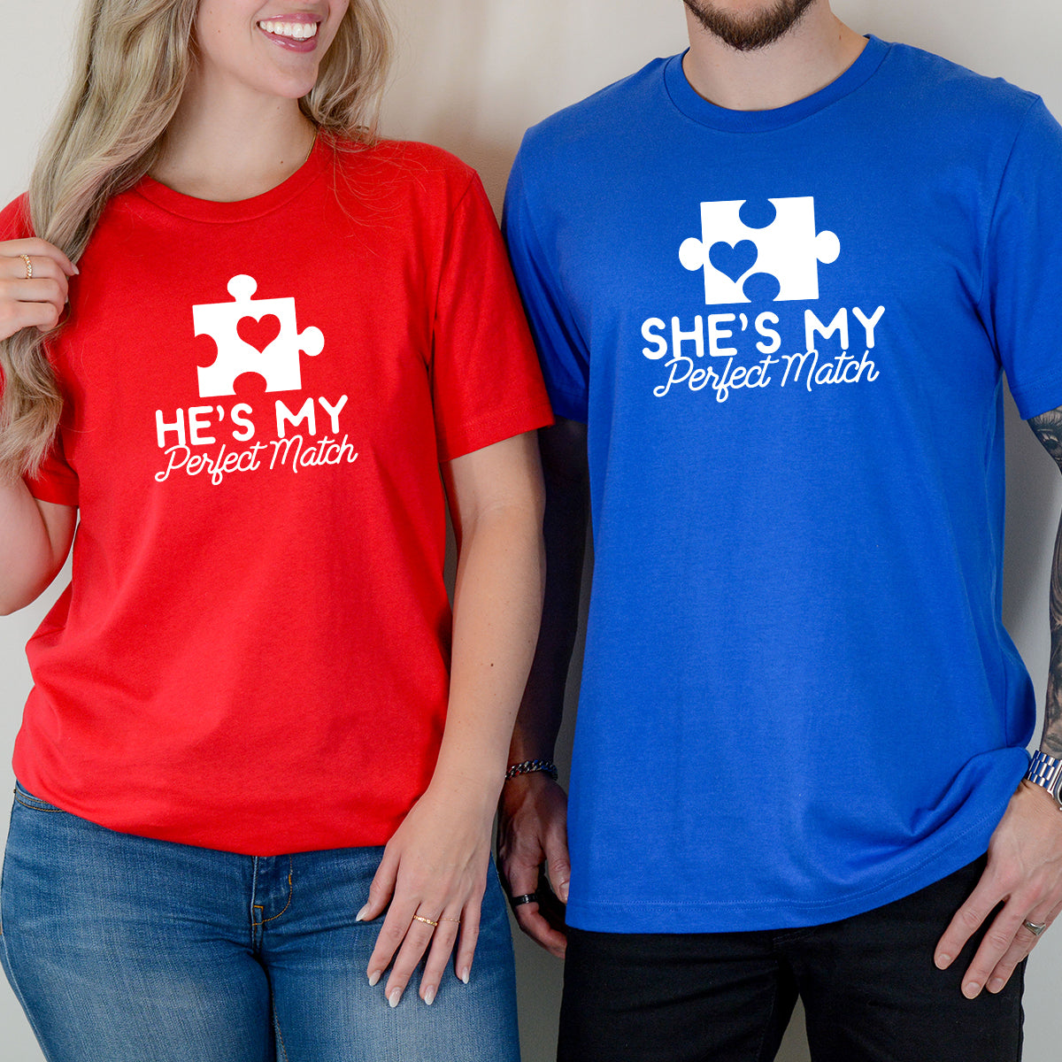 He She My Perfect Match Matching T-Shirts For Couples