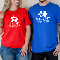 He She My Perfect Match Matching T-Shirts For Couples