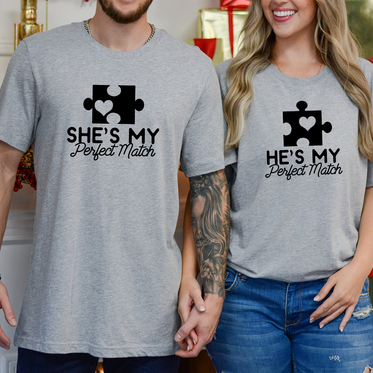 He She My Perfect Match Matching T-Shirts For Couples