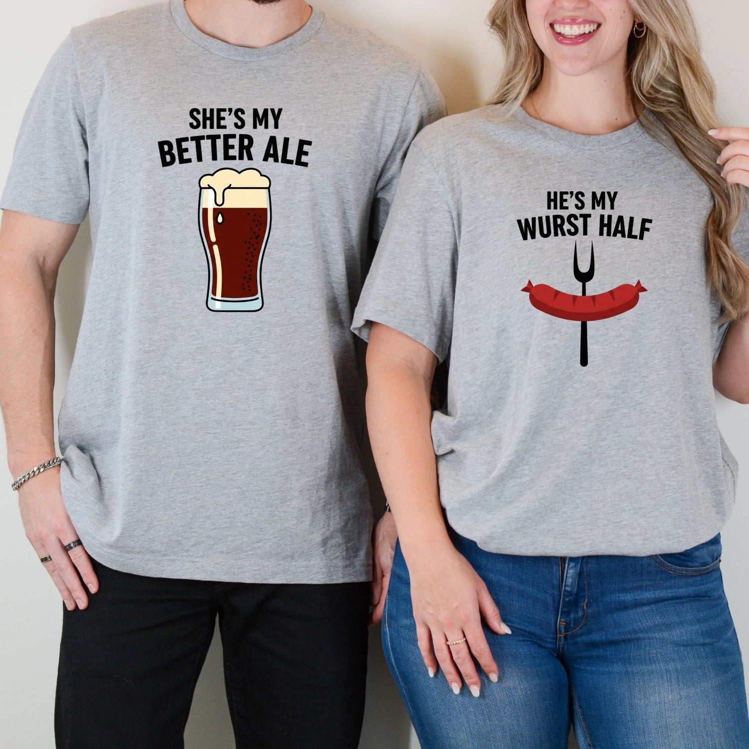 He's My Wurst Half She's My Better Ale Matching T-Shirts For Couples