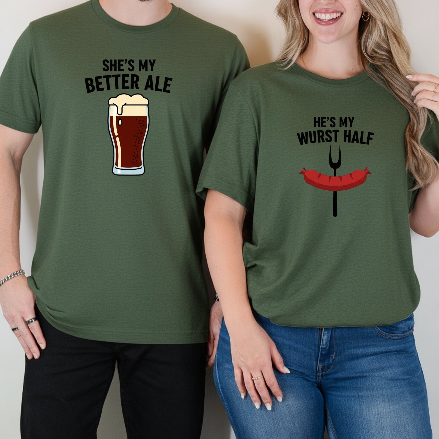 He's My Wurst Half She's My Better Ale Matching T-Shirts For Couples