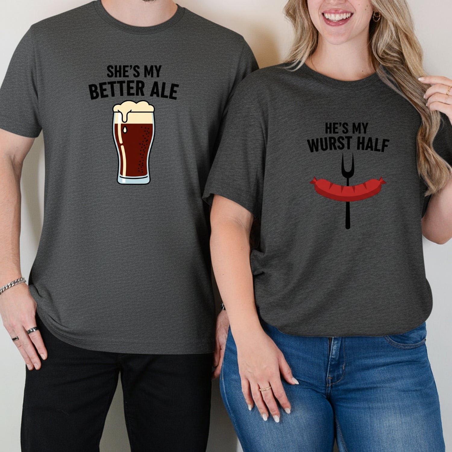 He's My Wurst Half She's My Better Ale Matching T-Shirts For Couples