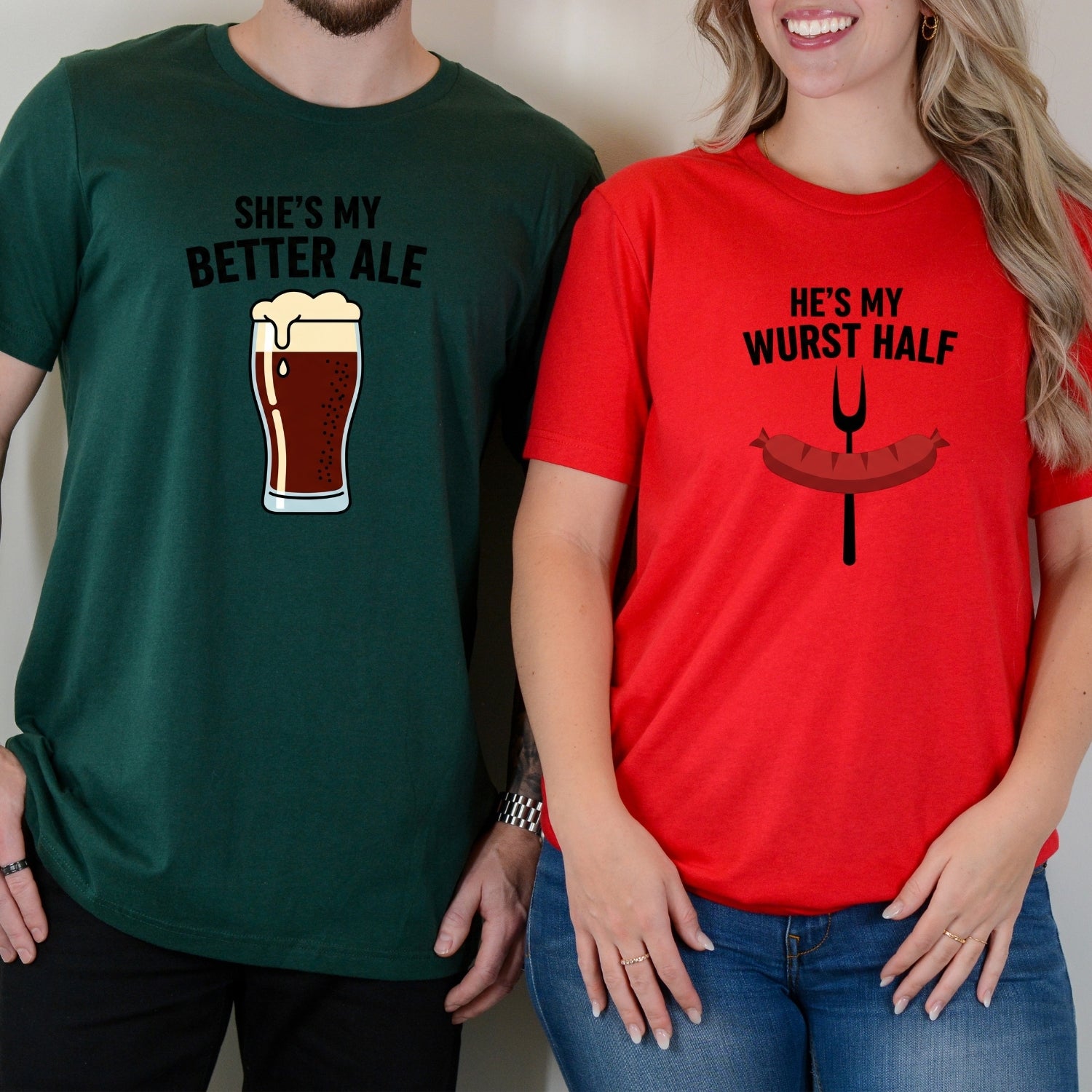 He's My Wurst Half She's My Better Ale Matching T-Shirts For Couples