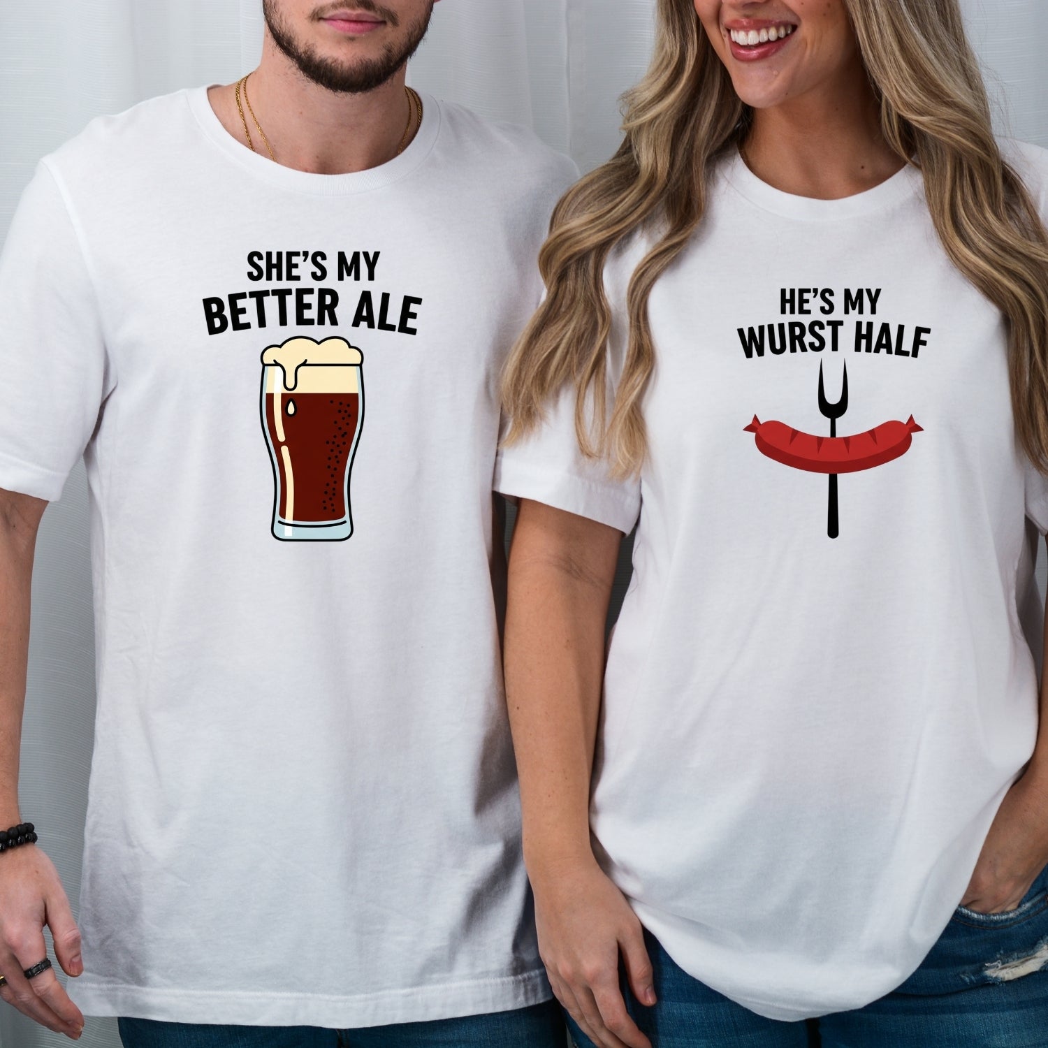 He's My Wurst Half She's My Better Ale Matching T-Shirts For Couples