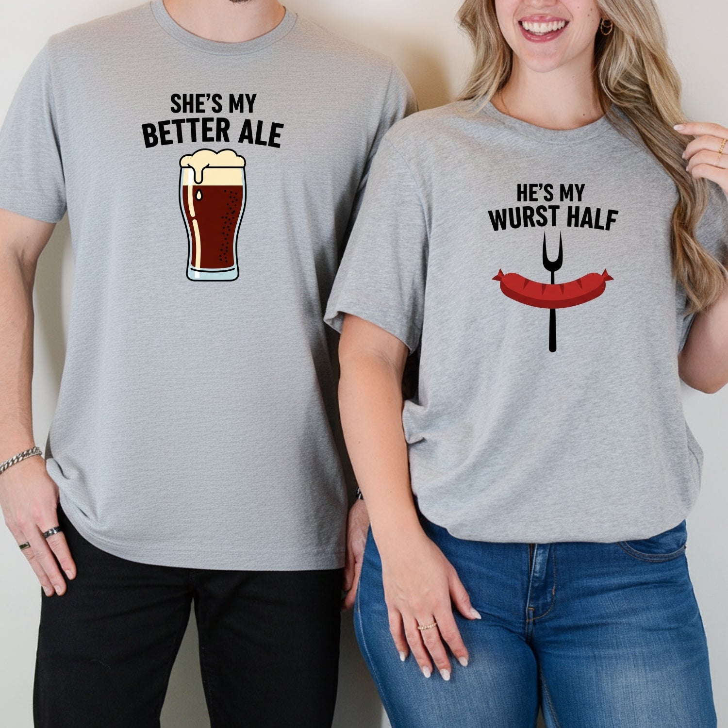 He's My Wurst Half She's My Better Ale Matching T-Shirts For Couples