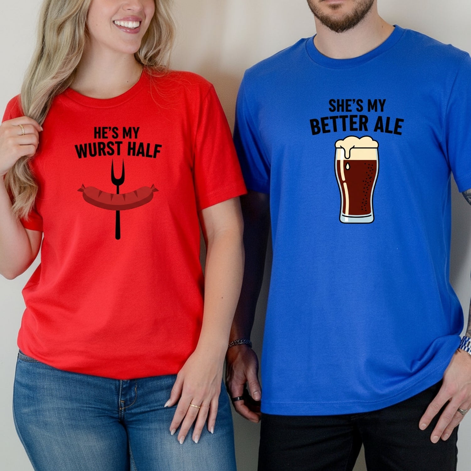 He's My Wurst Half She's My Better Ale Matching T-Shirts For Couples