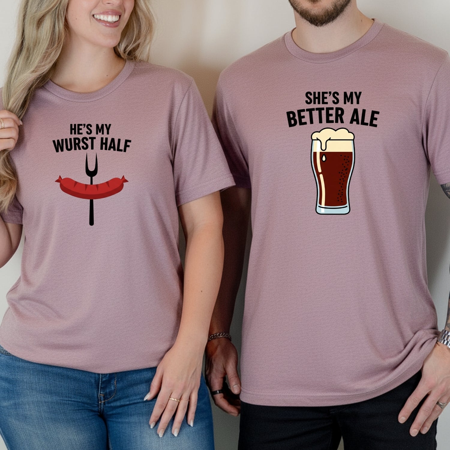 He's My Wurst Half She's My Better Ale Matching T-Shirts For Couples