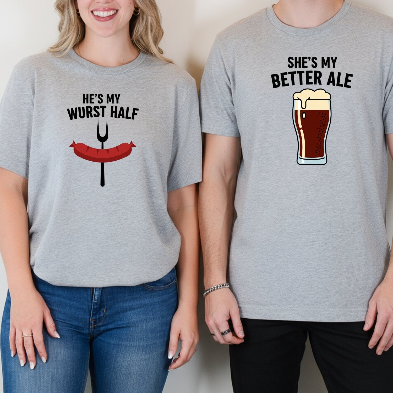 He's My Wurst Half She's My Better Ale Matching T-Shirts For Couples