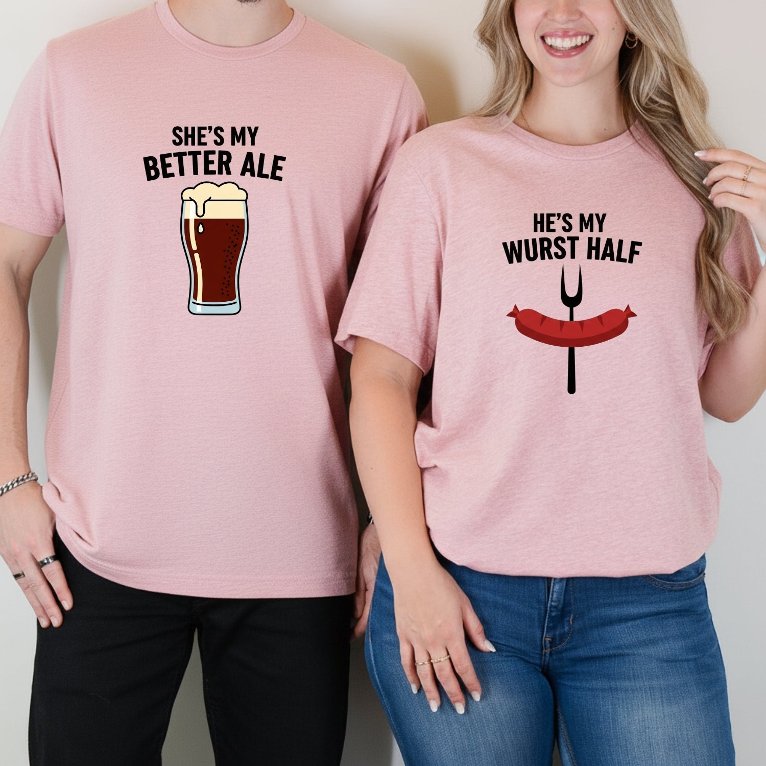 He's My Wurst Half She's My Better Ale Matching T-Shirts For Couples