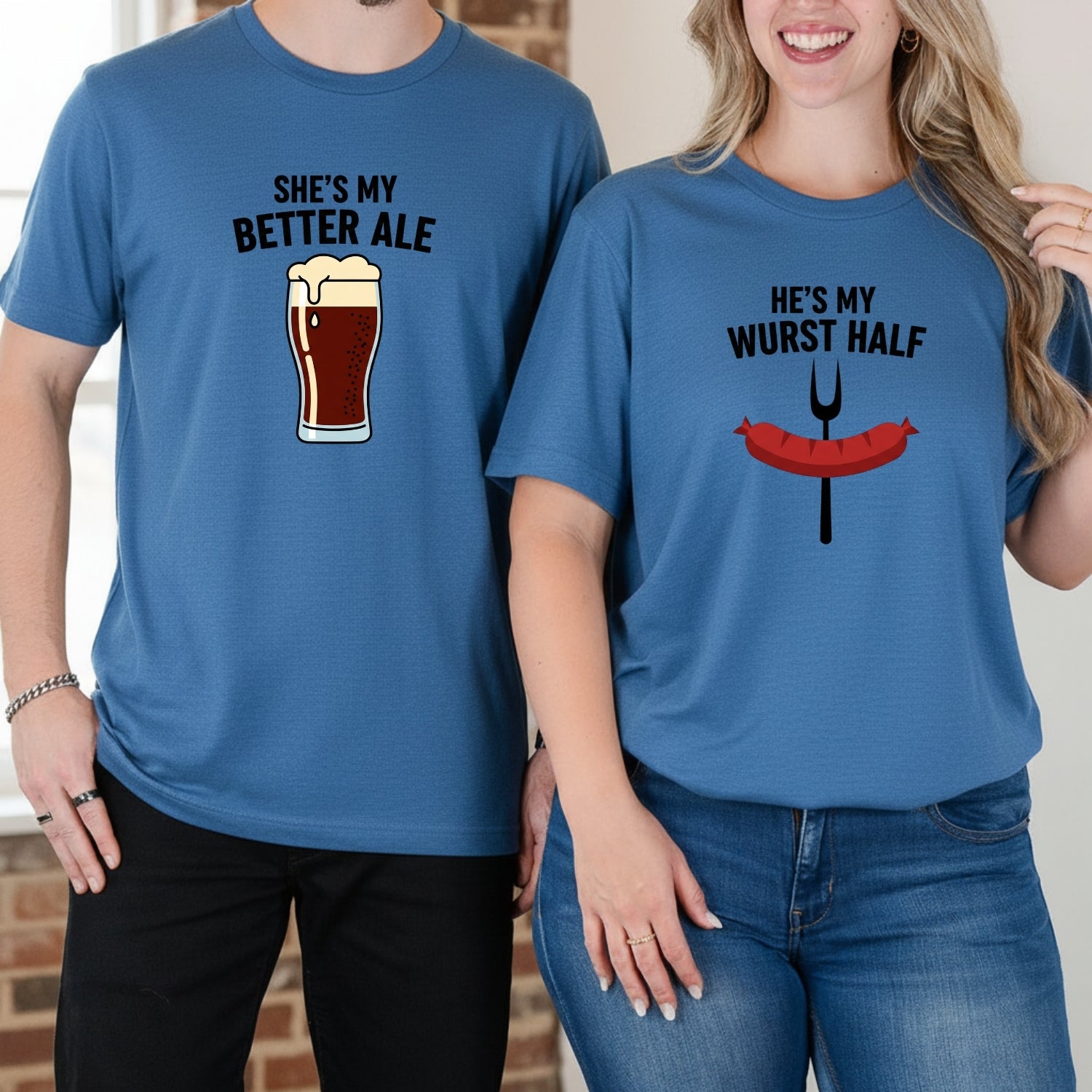 He's My Wurst Half She's My Better Ale Matching T-Shirts For Couples