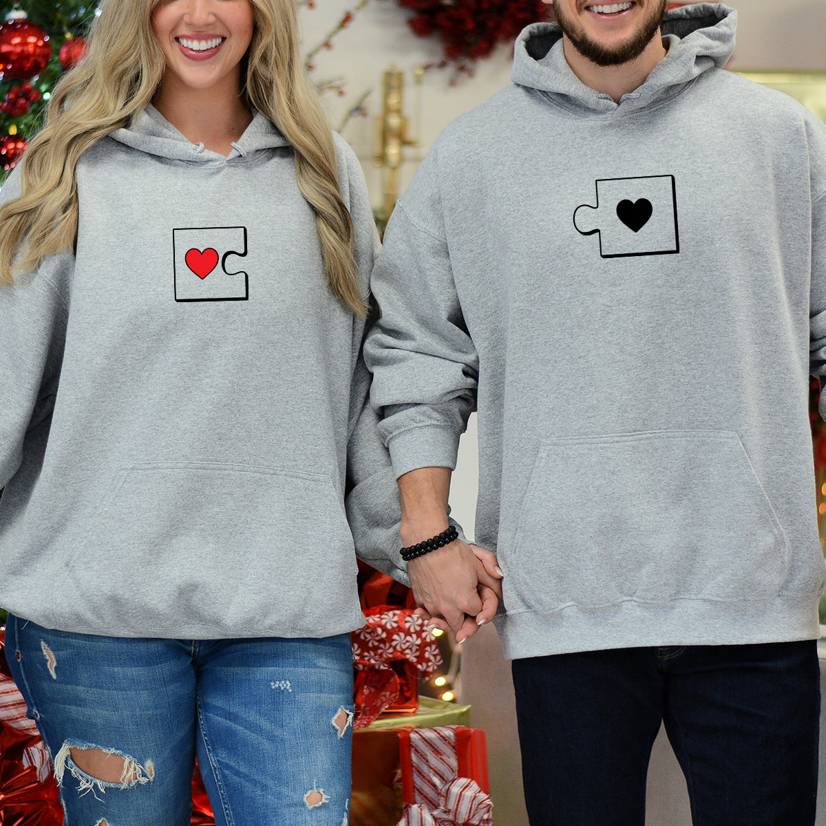 Heart Puzzle Matching Hoodies For Couples