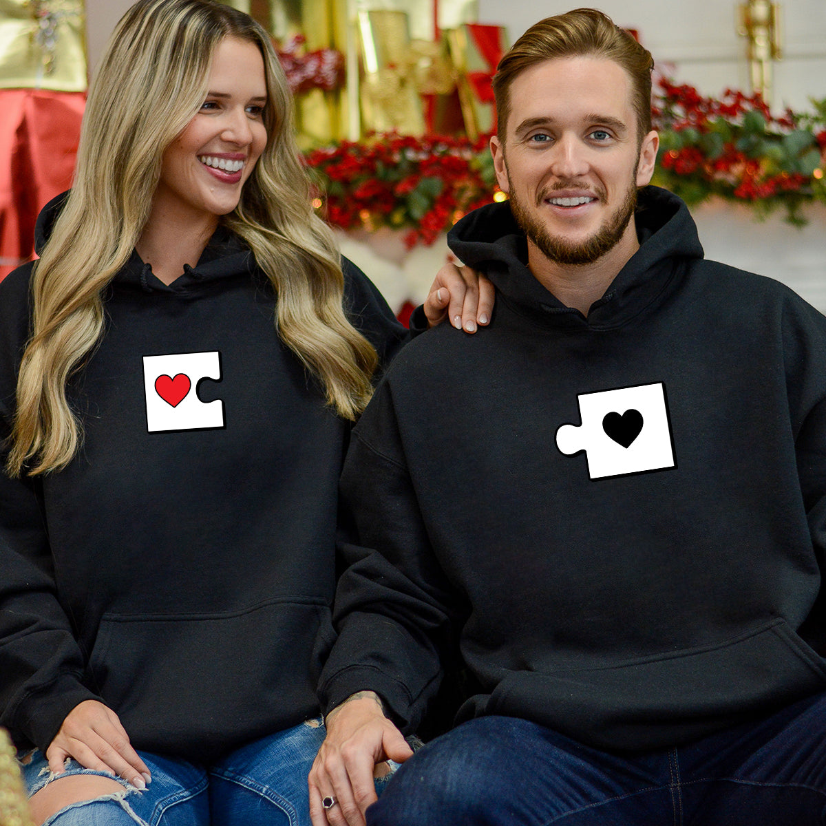Heart Puzzle Matching Hoodies For Couples